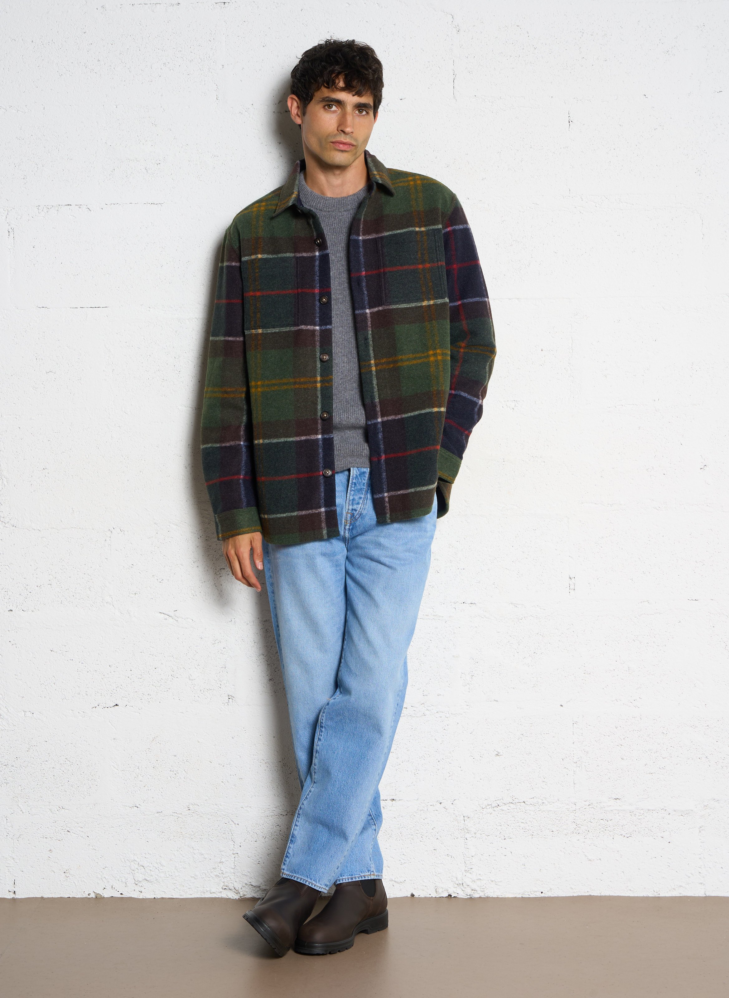 Pull col rond regular-fit en laine ARMOR-LUX Kaki