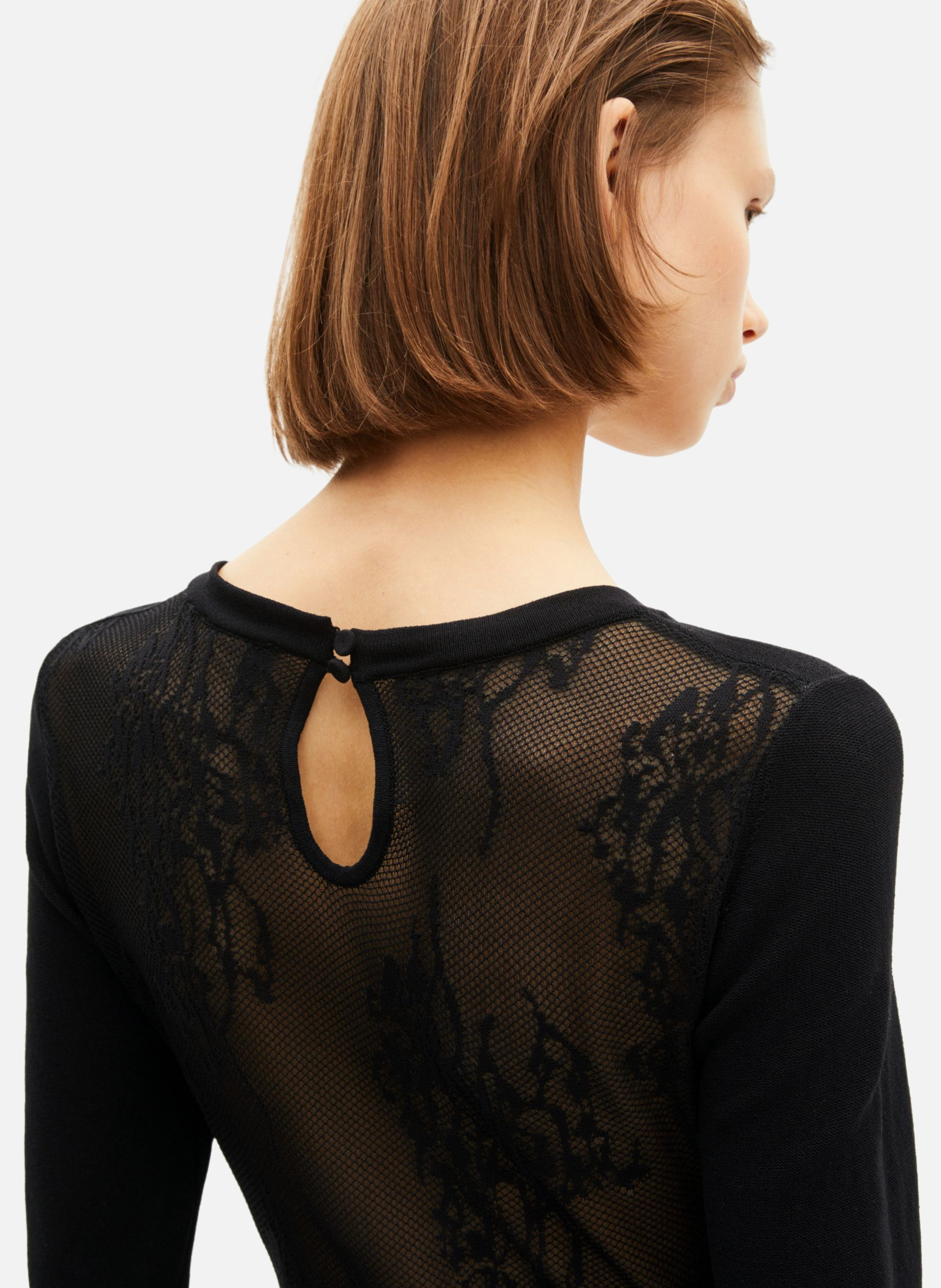 Robe longue en maille avec dentelle THE KOOPLES Noir