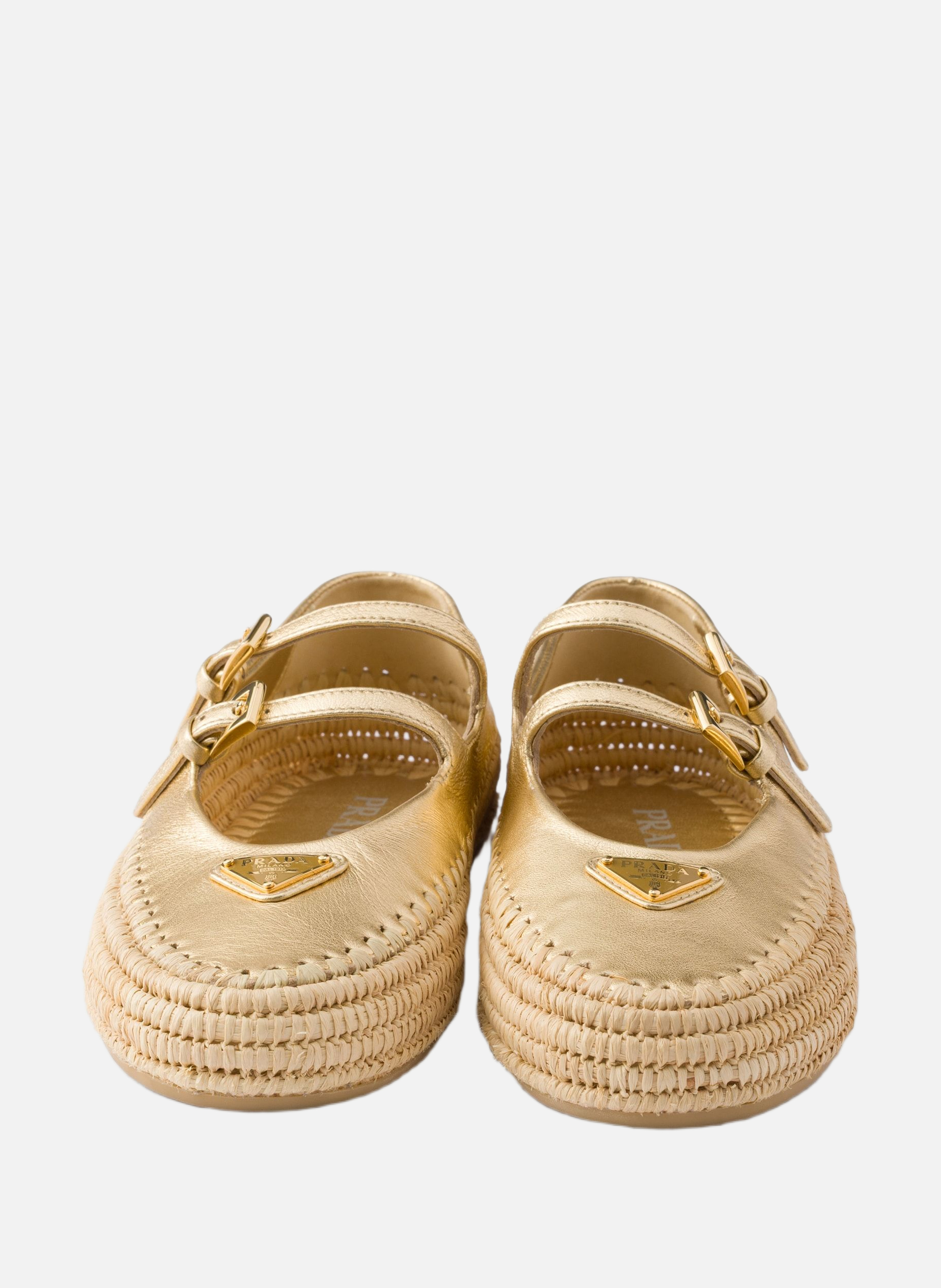 Ballerines en cuir nappa mordoré PRADA Argent