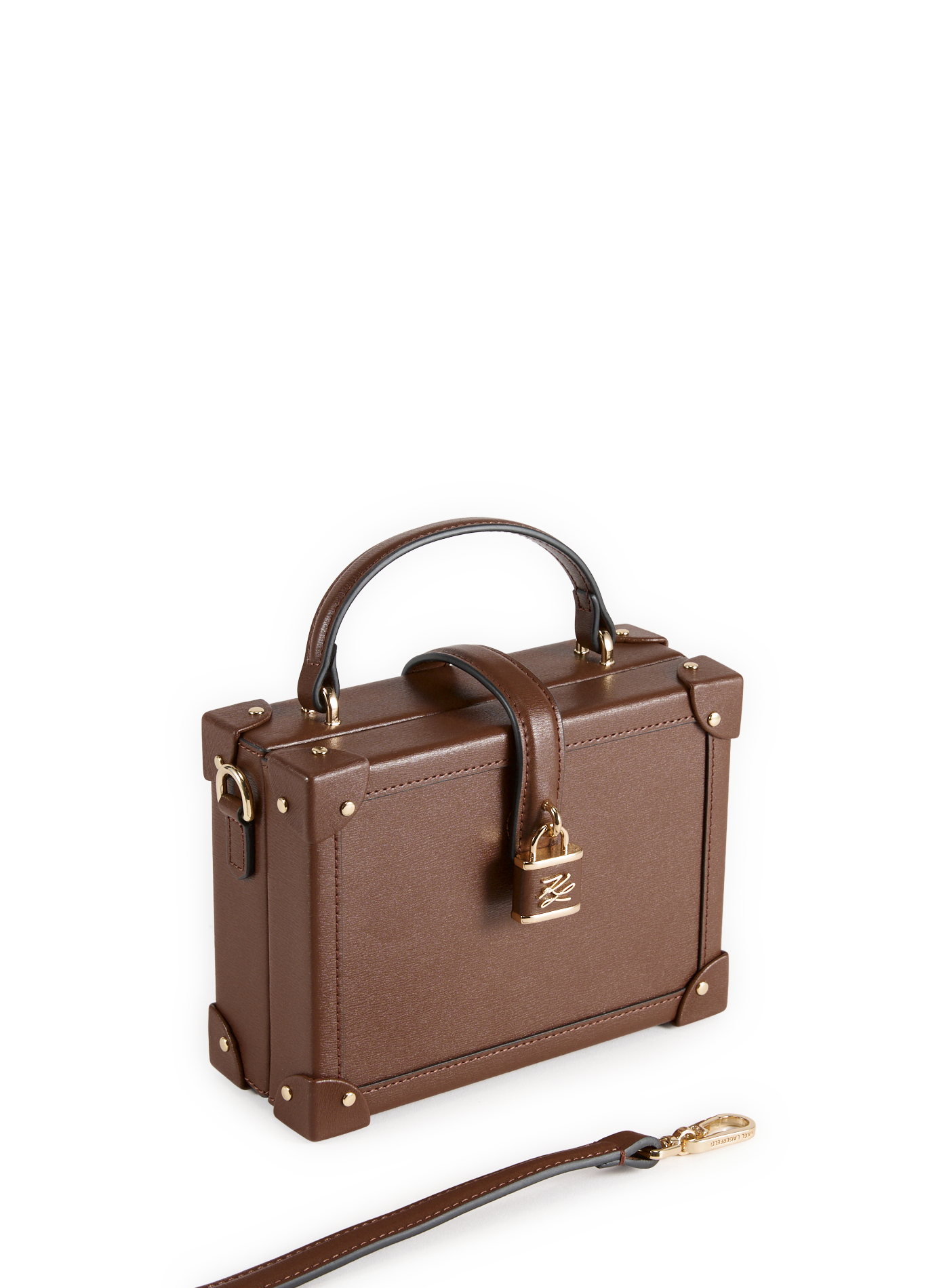 Leather trunk-shaped handbag KARL LAGERFELD Brown