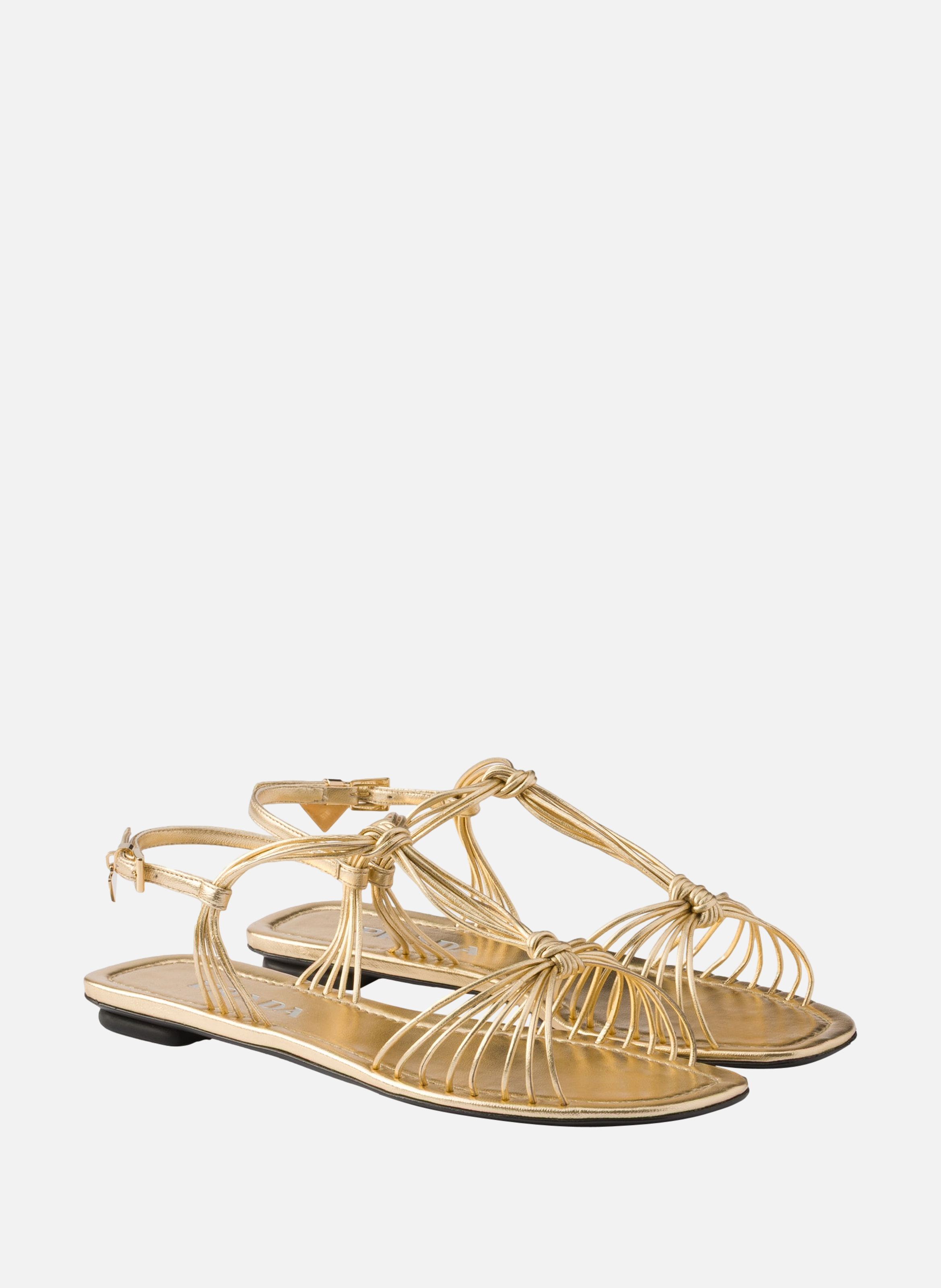 Sandales en cuir nappa mordoré PRADA Argent