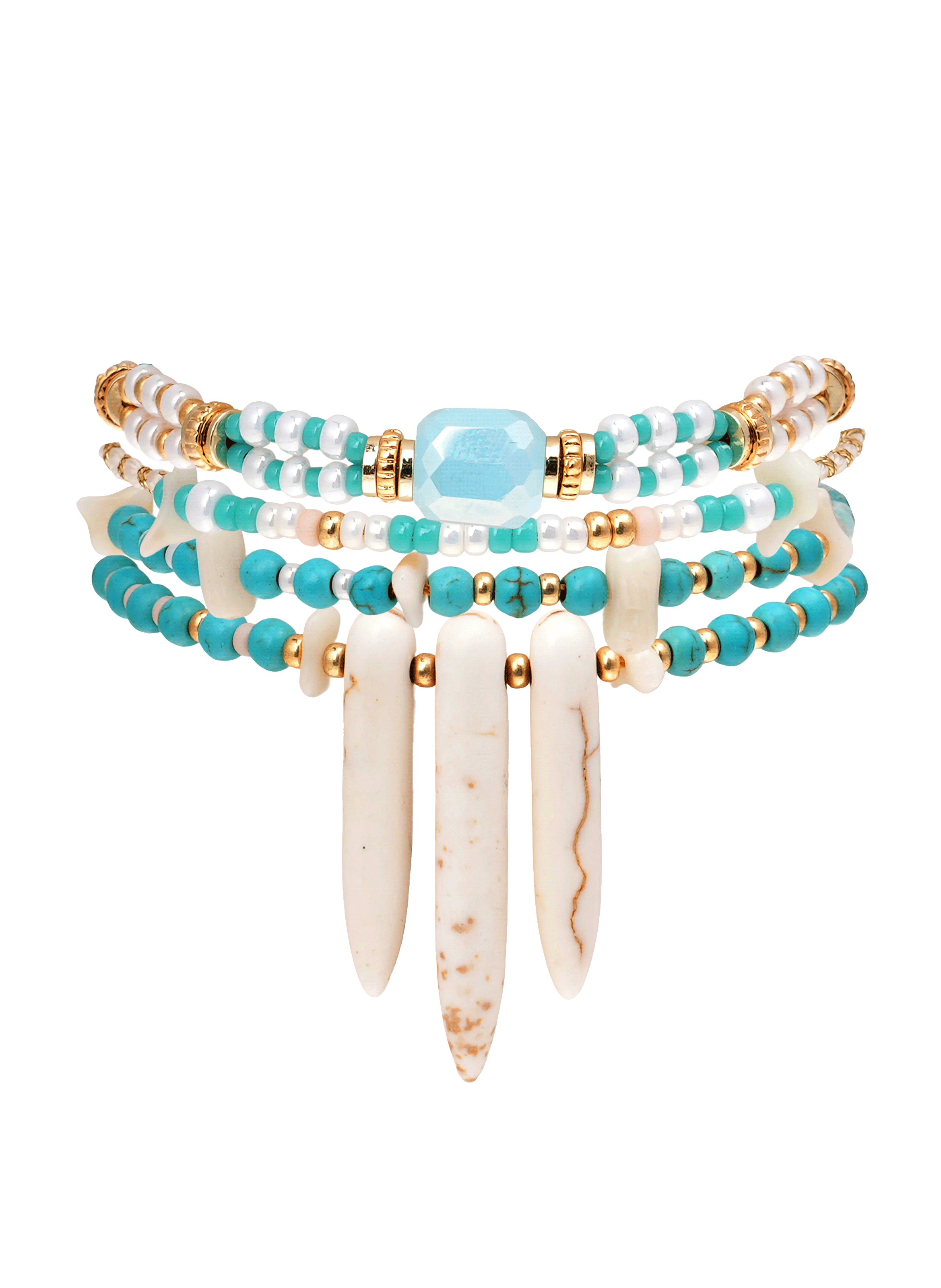 Bracelet manchette multiliens perles avec pendentif AUDACE HIPANEMA Bleu