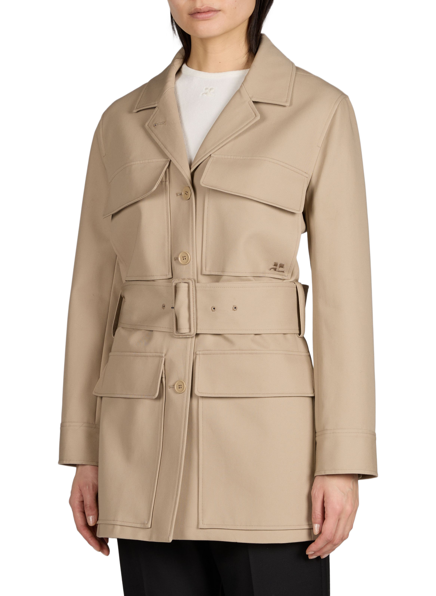 Veste droite multi-poches en coton COURRÈGES Beige