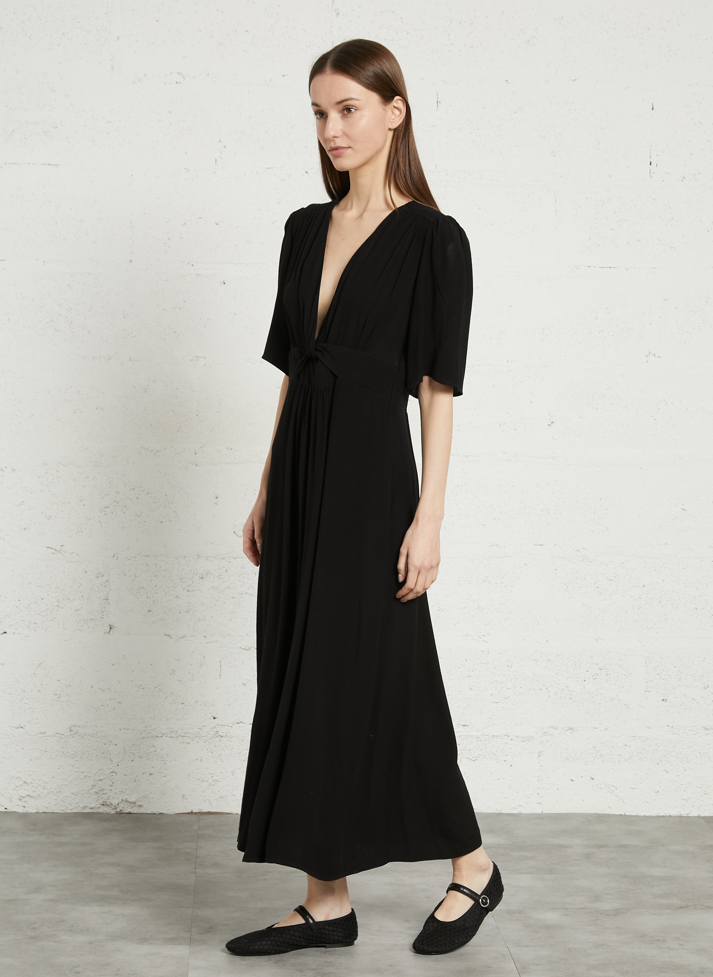 Robe longue à col noué unie love MAISON 123 Noir