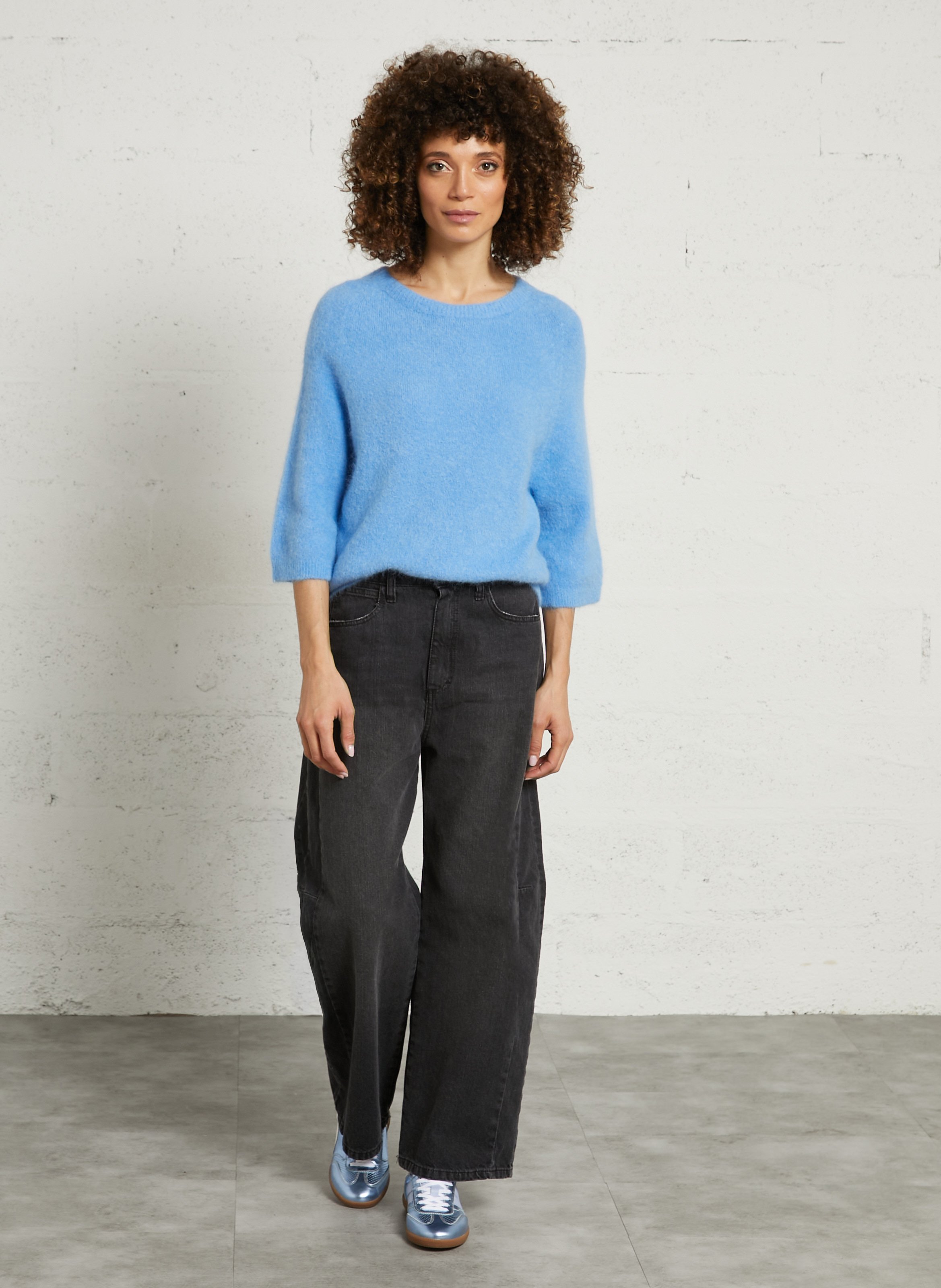 Pull oversize col rond en laine mélangée phoebe MAISON 123 Violet