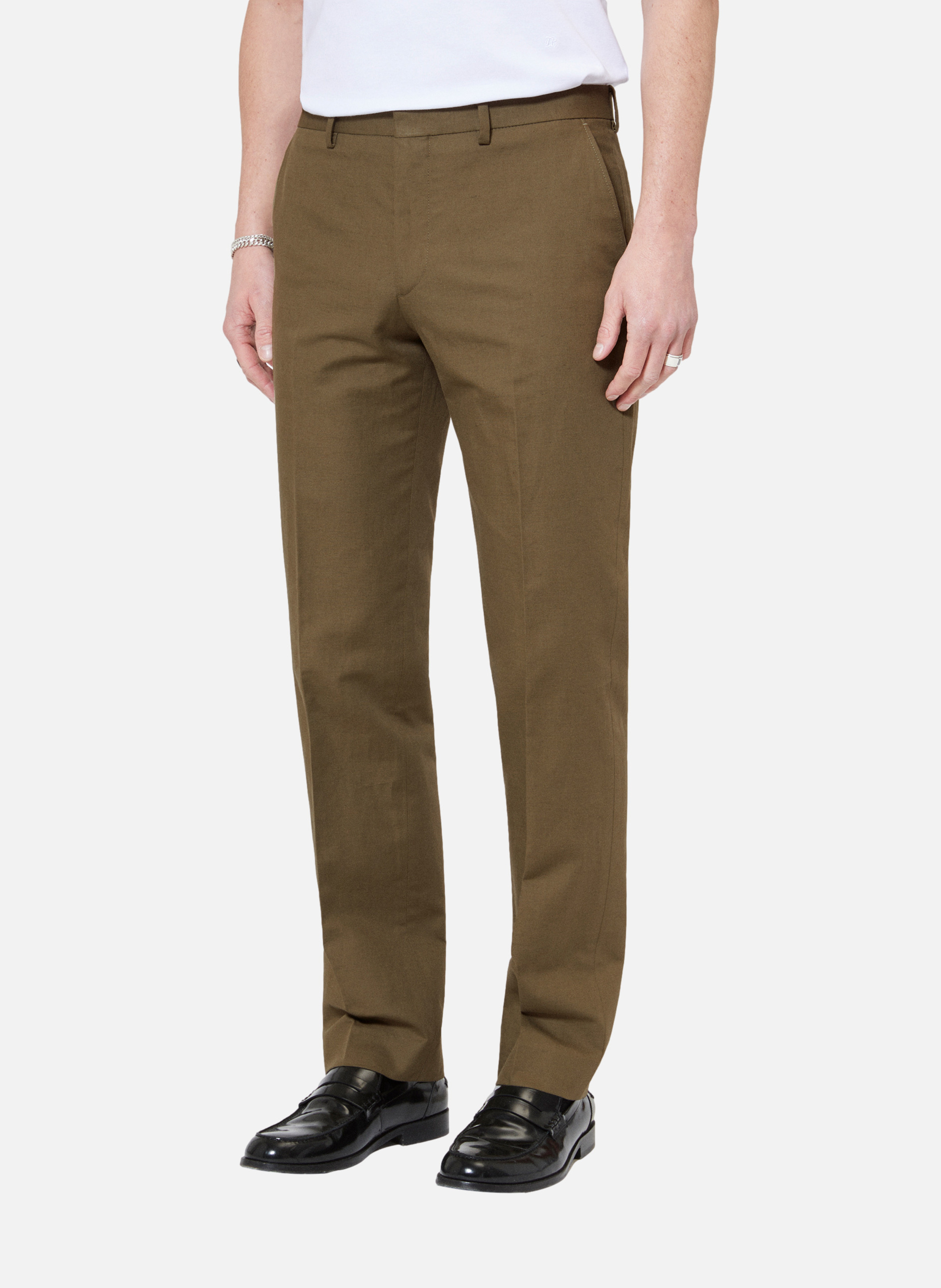 Pantalon de costume en coton lin THE KOOPLES Vert