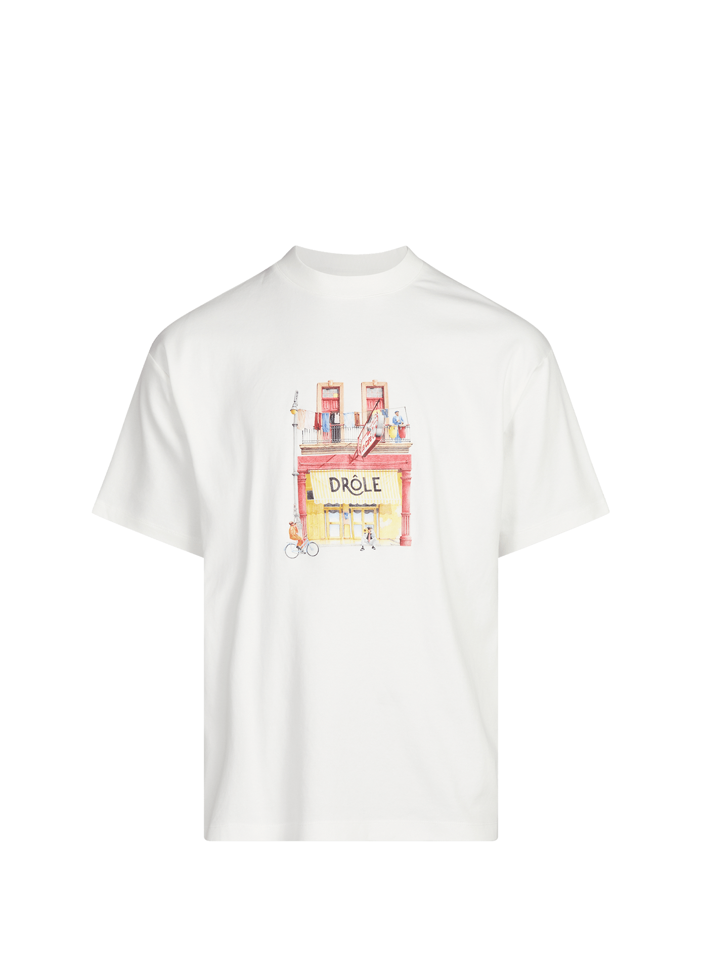 Straight printed Coffee T-shirt in cotton DROLE DE MONSIEUR Beige