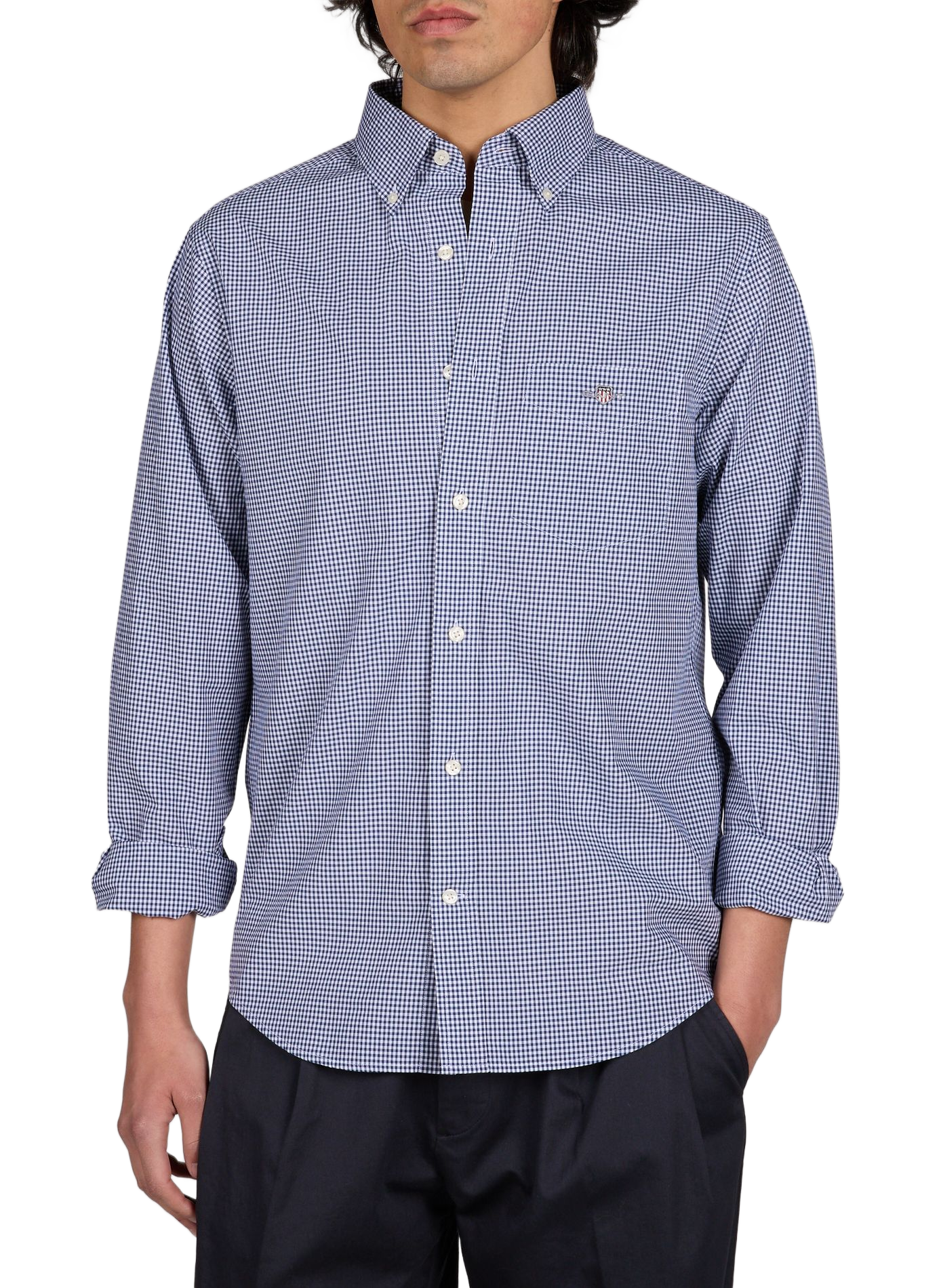Chemise à carreaux col américain en coton GANT Bleu