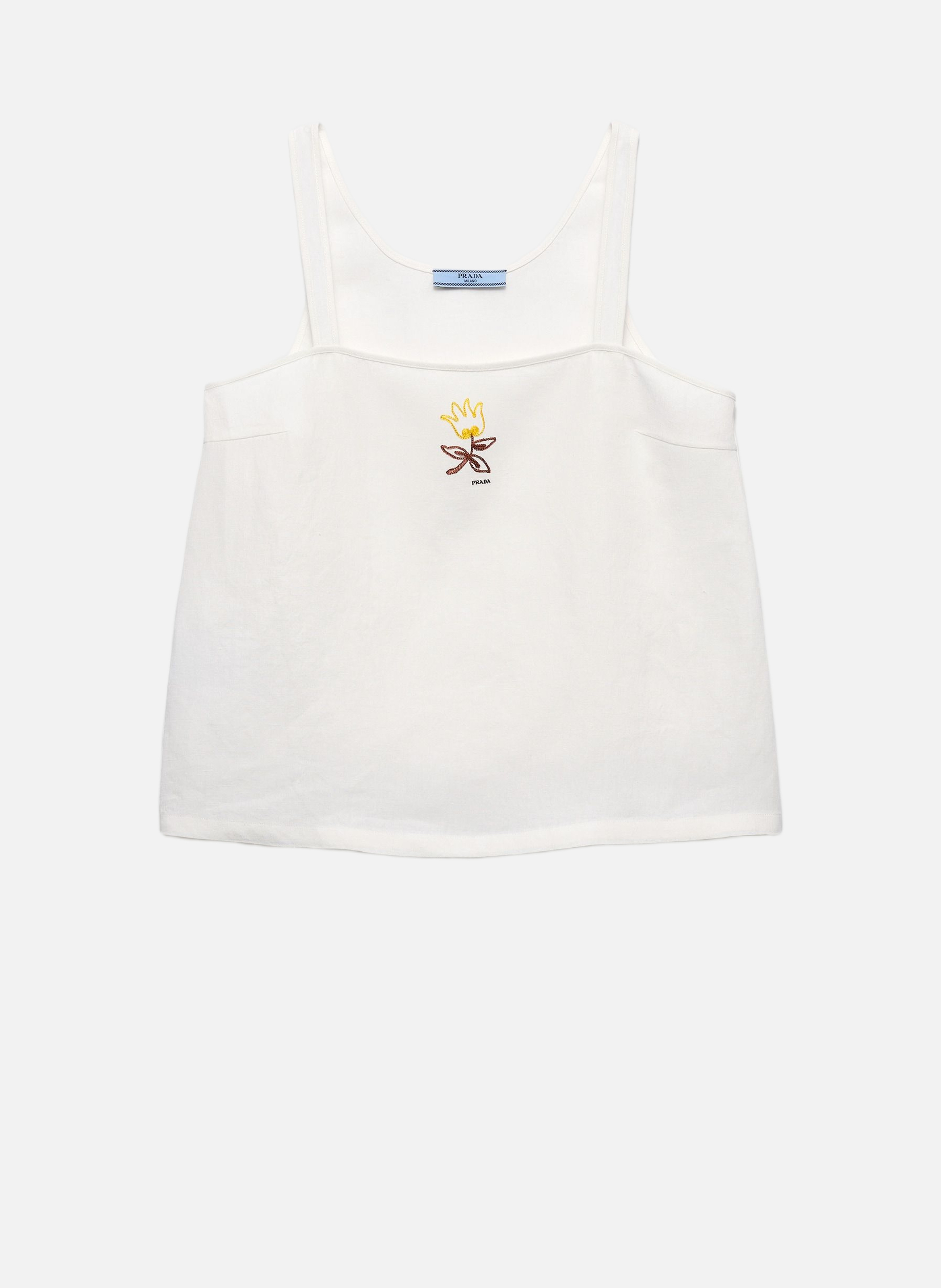 Haut en lin brodé PRADA Blanc
