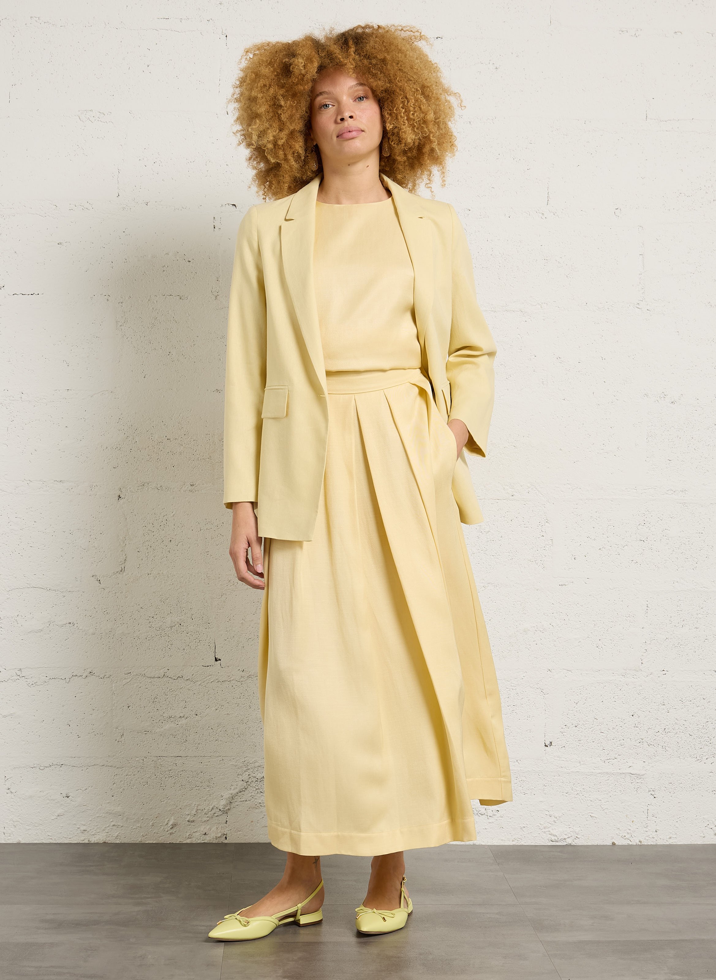 Veste tailleur droite unie en lin mélangé nelia MAISON 123 Beige