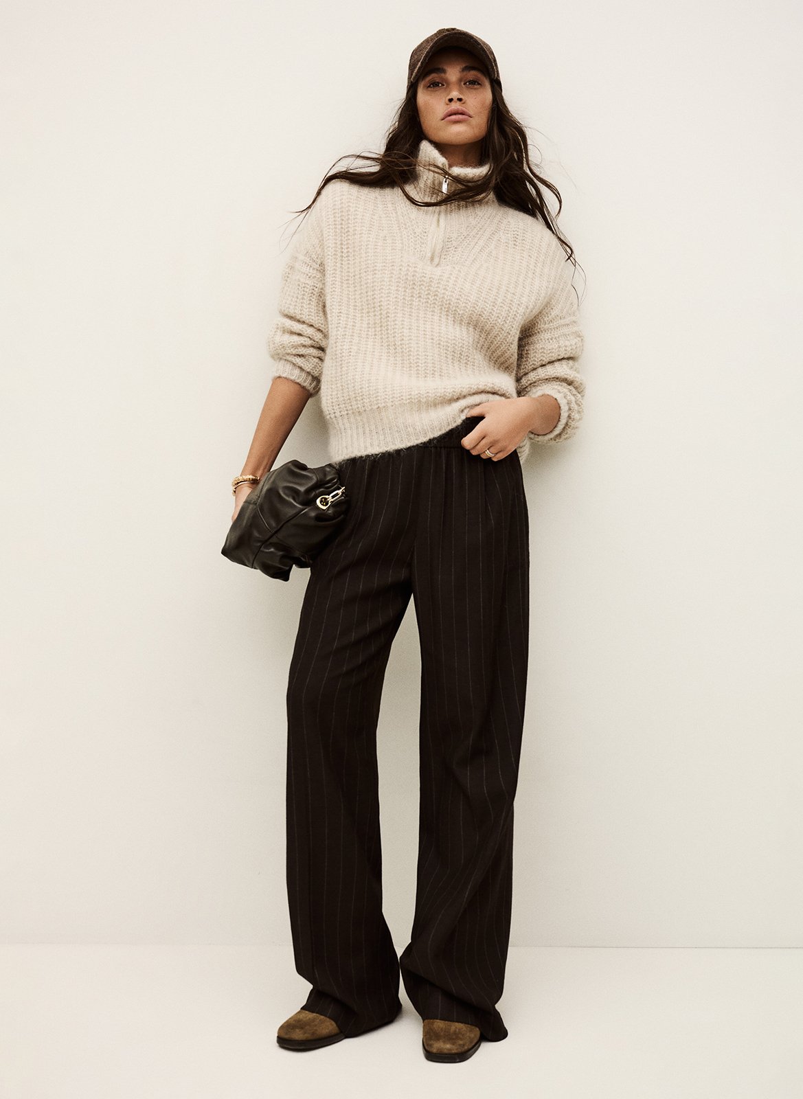 Pantalon large rayé handrew BA&SH Marron