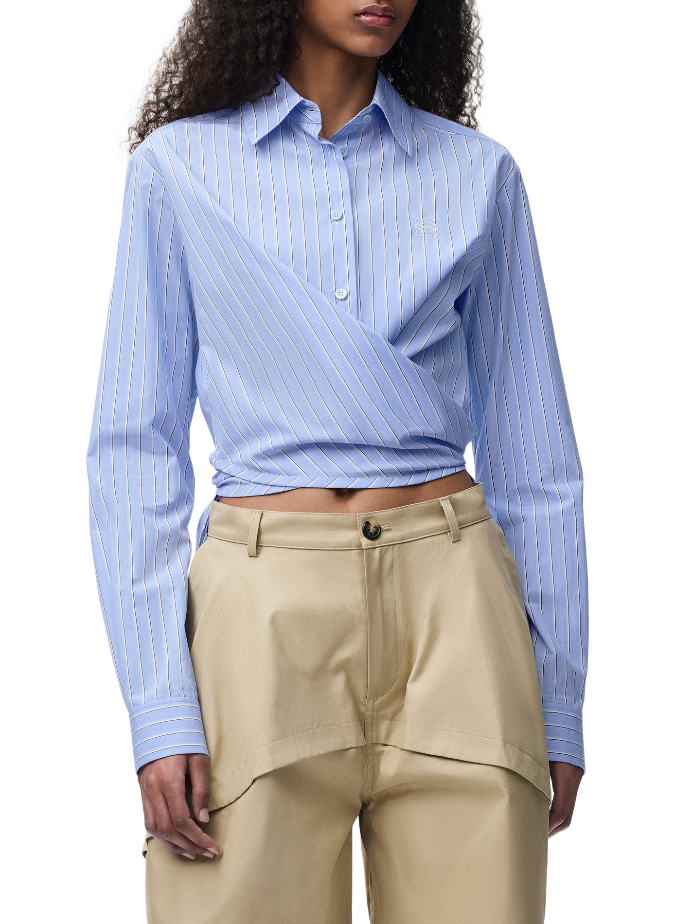 Chemise en popeline de coton rayée LOEWE Bleu