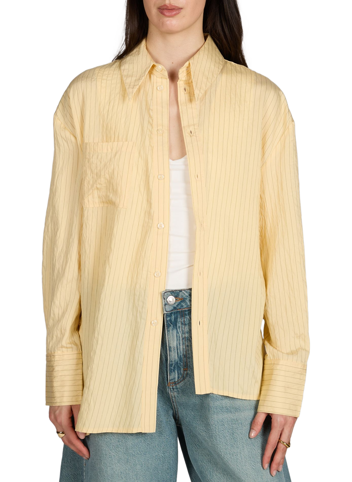 Asymmetrical Striped Shirt TOPSHOP Yellow