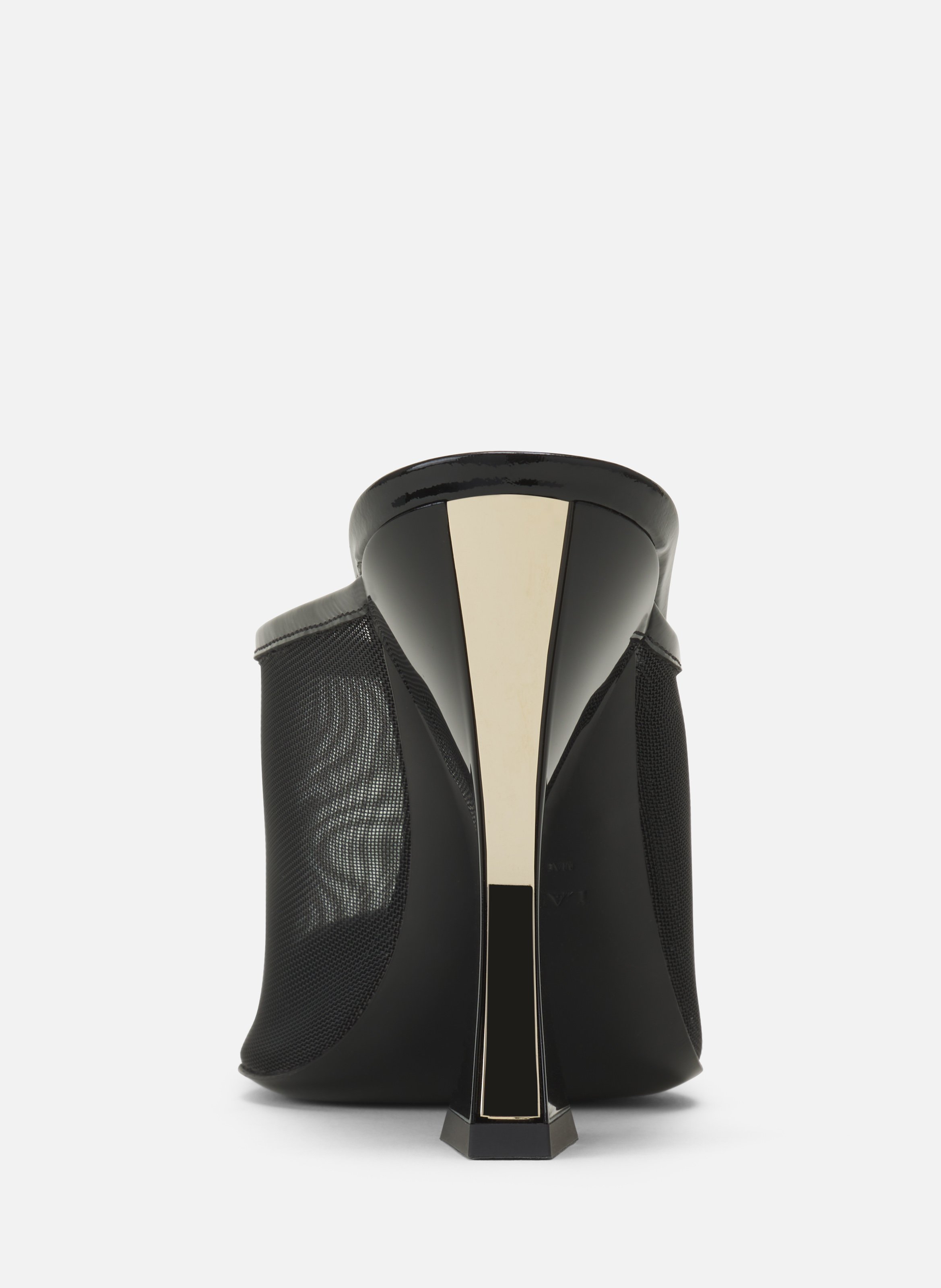 Mule nocturne en mesh et cuir patent LANVIN Noir