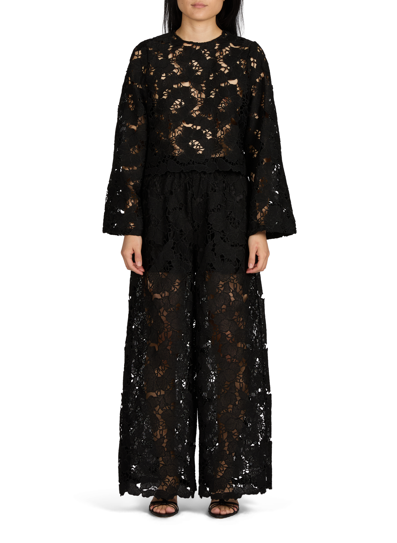 Wide-leg lace pants VILA Black
