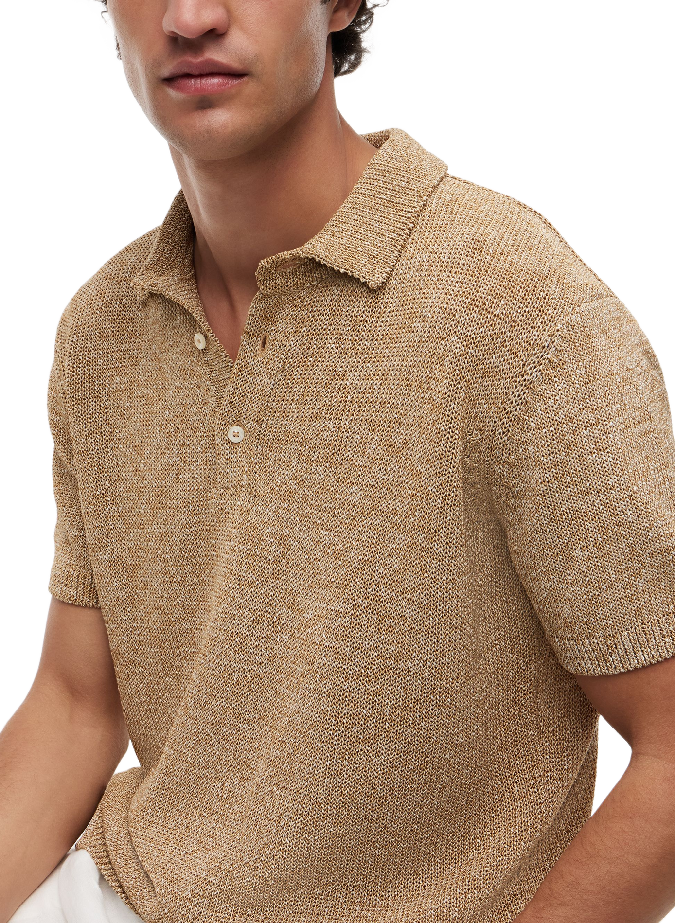 Solid viscose polo TOMMY HILFIGER Beige