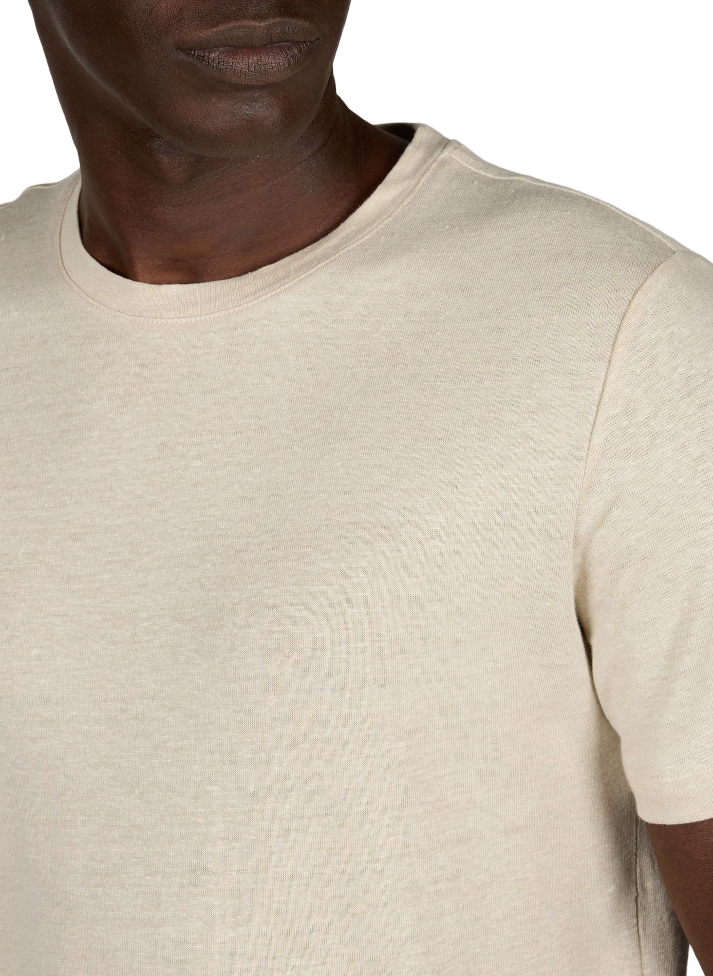 Rundhalsausschnitt T-Shirt aus Leinenmischung PIERRE CARDIN Beige