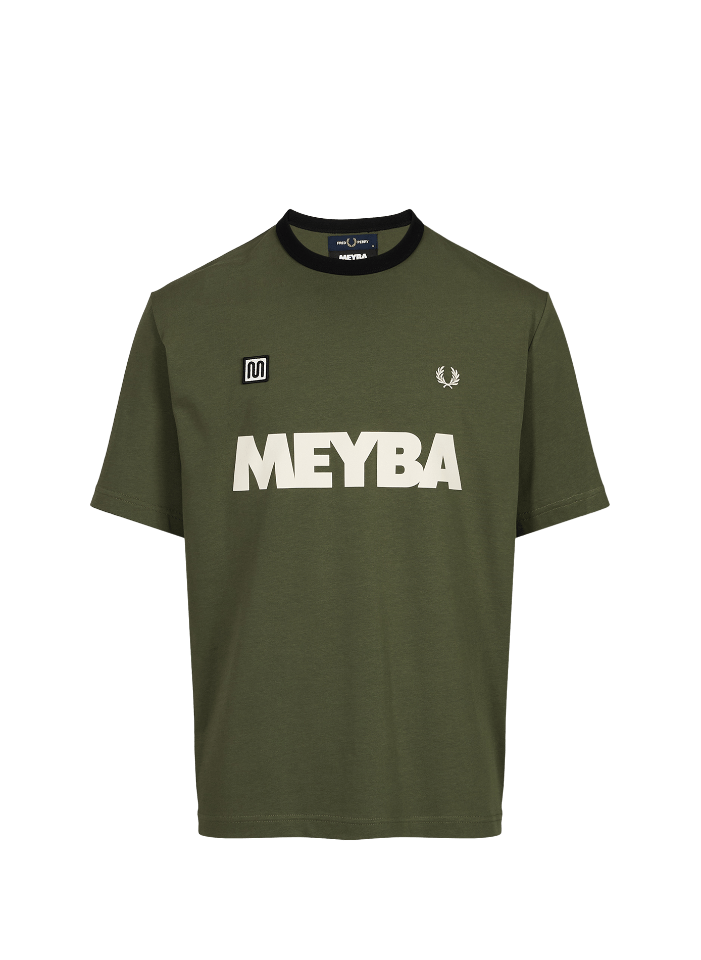 T-shirt à col rond contrastant en coton FRED PERRY Vert