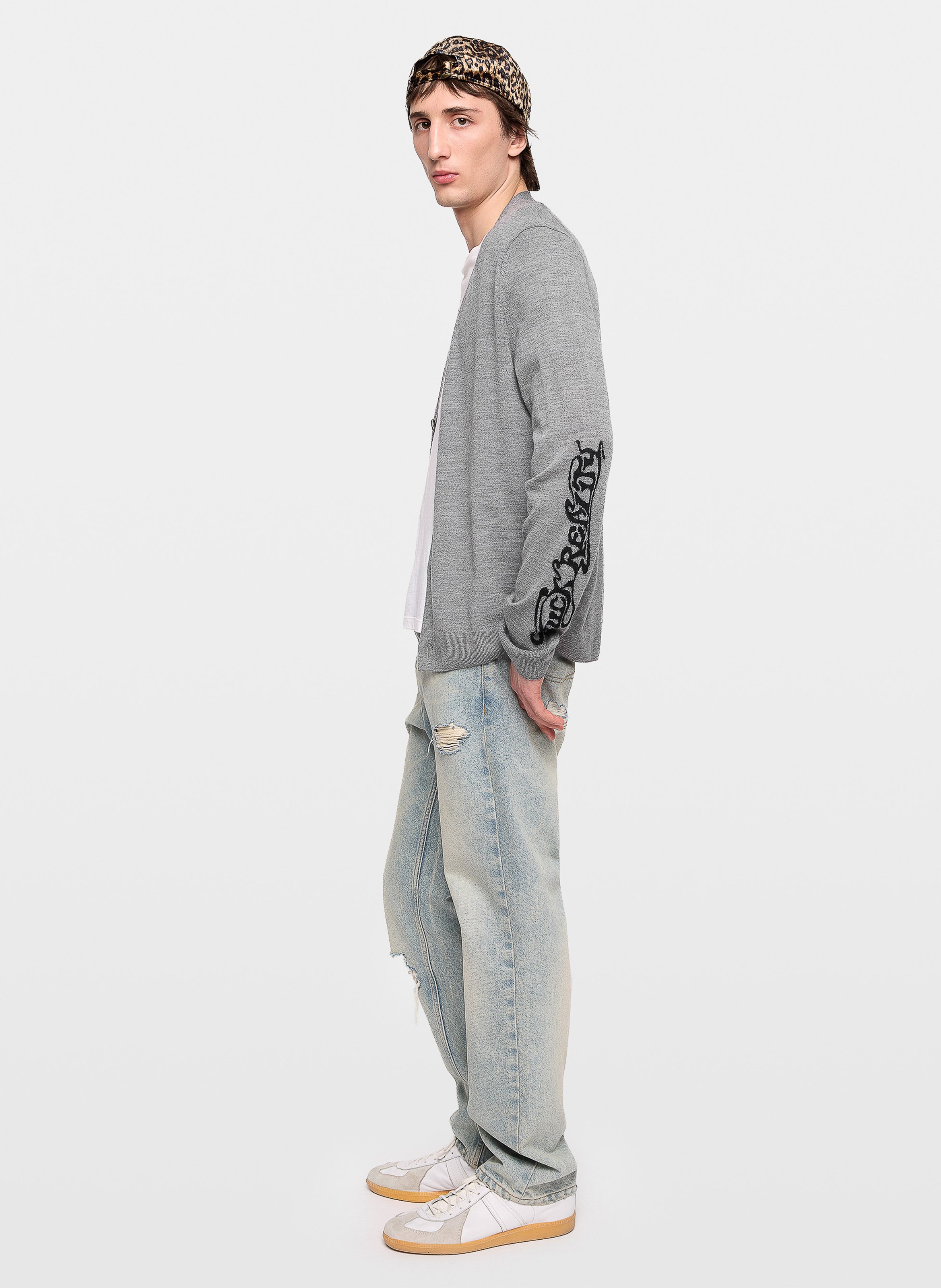 Gilet droit col v jacquard en laine mérinos remi ZADIG&VOLTAIRE Gris