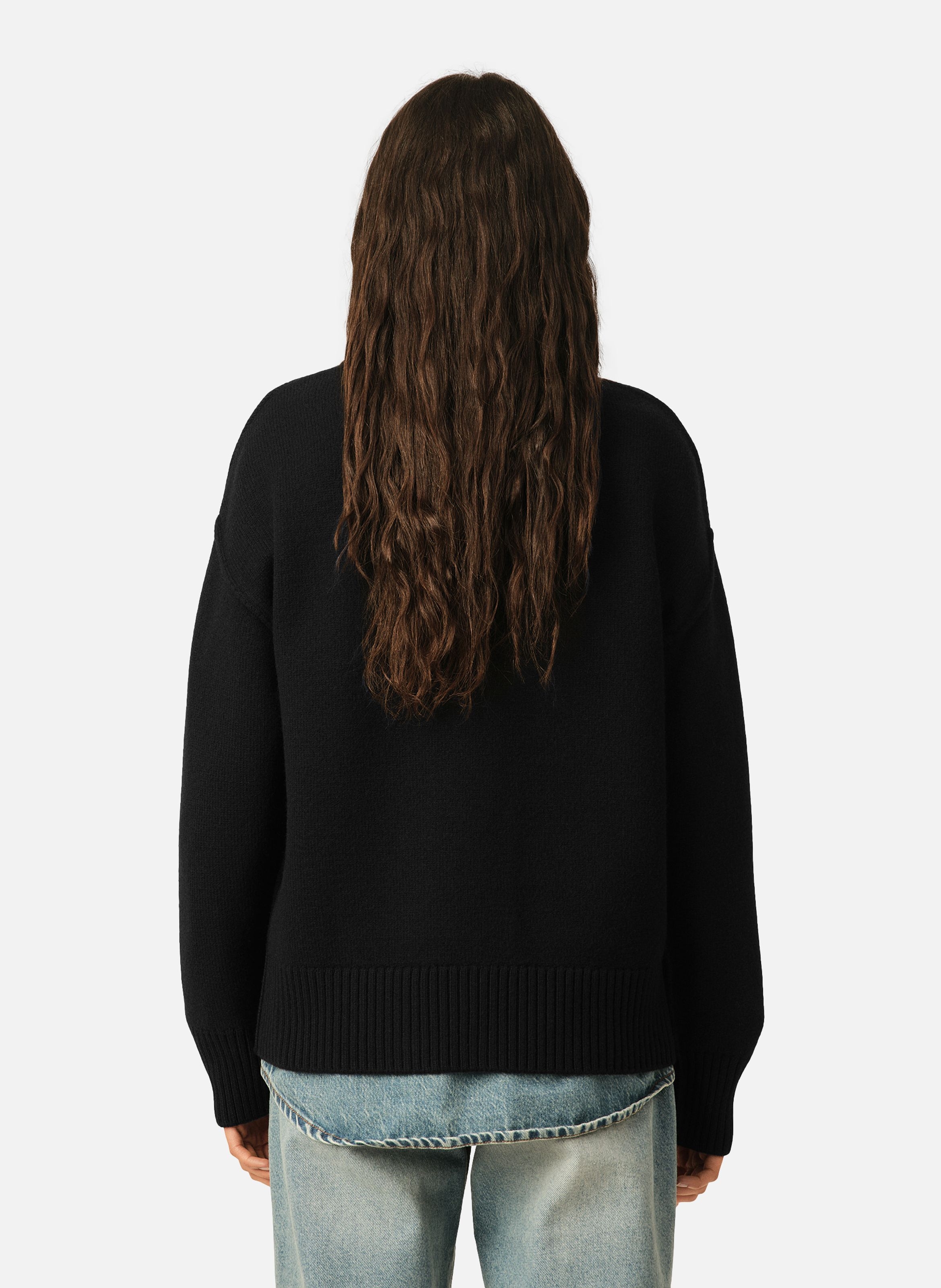 Cardigan unisexe en laine ami de coeur AMI PARIS Noir