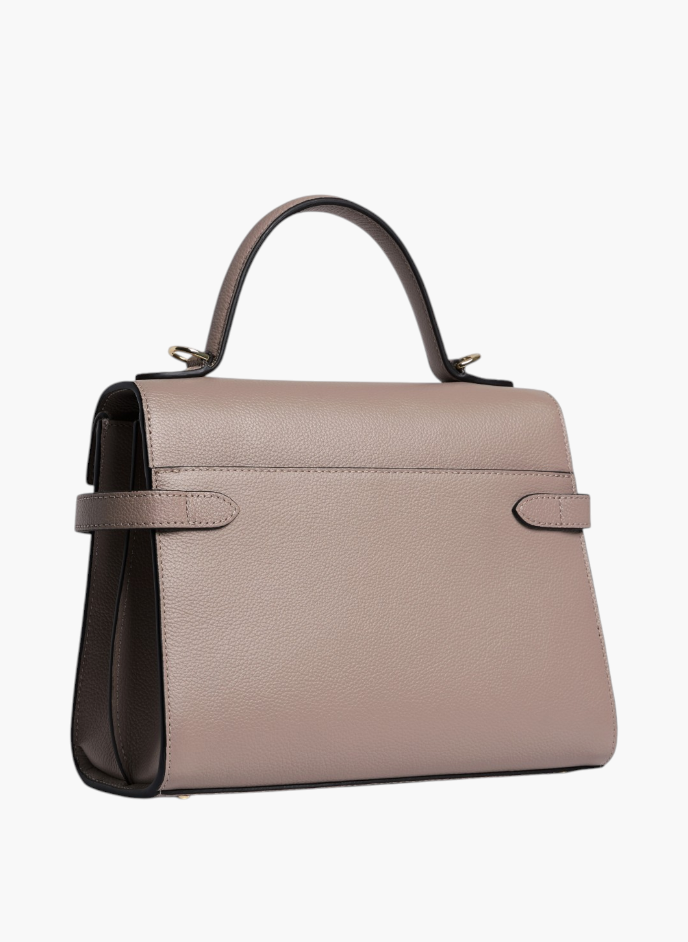 Sac à main double rabat moyen modèle emilie en cuir grainé LE TANNEUR Gris