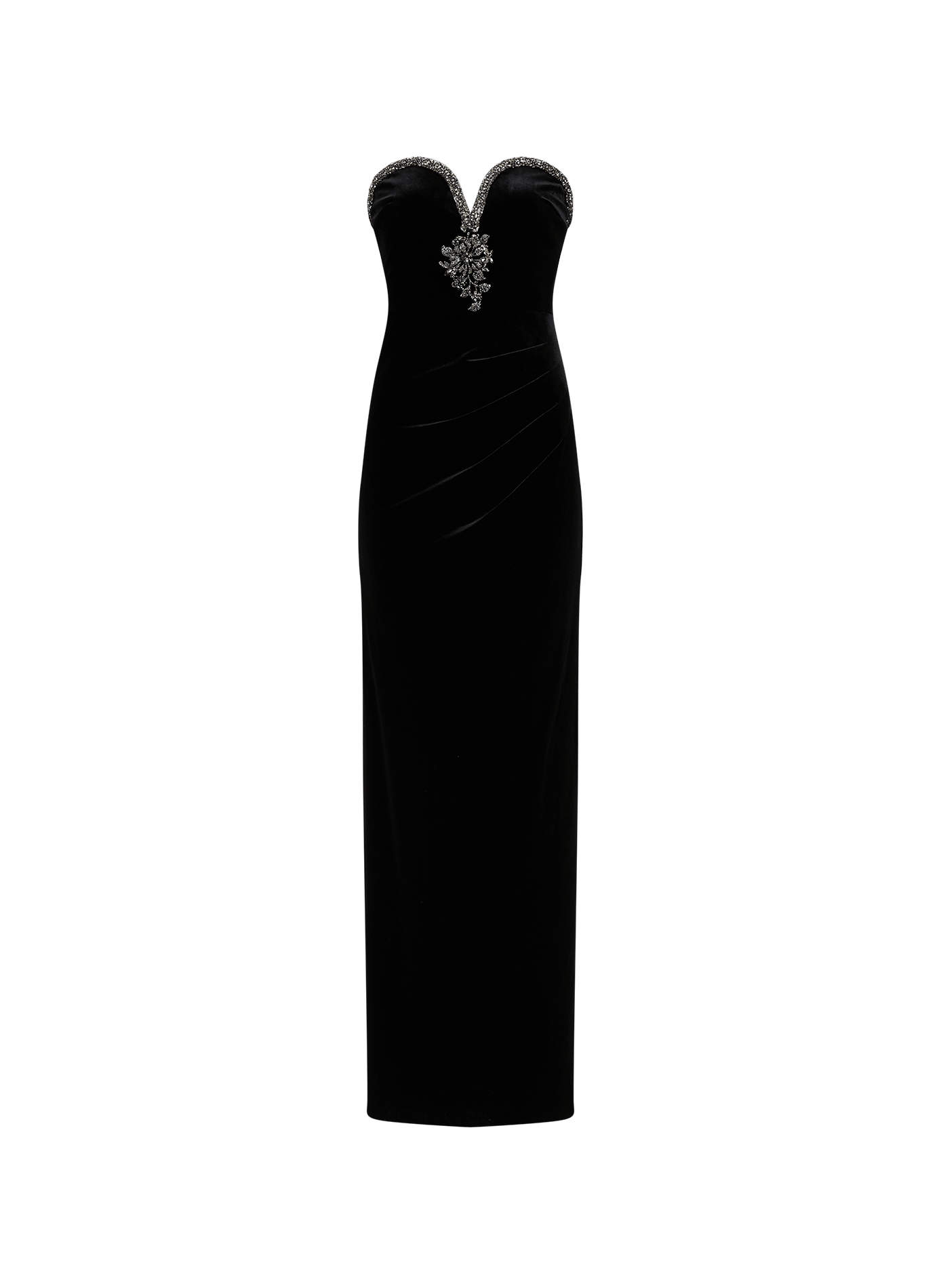 Strapless velvet dress with rhinestones SELF PORTRAIT Black