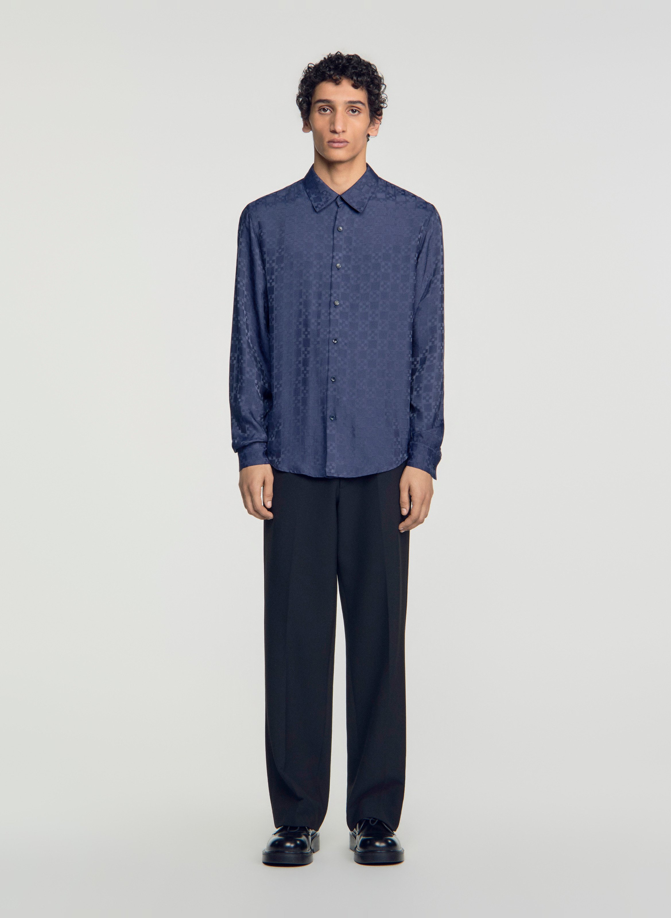Chemise droite jacquard SANDRO Bleu