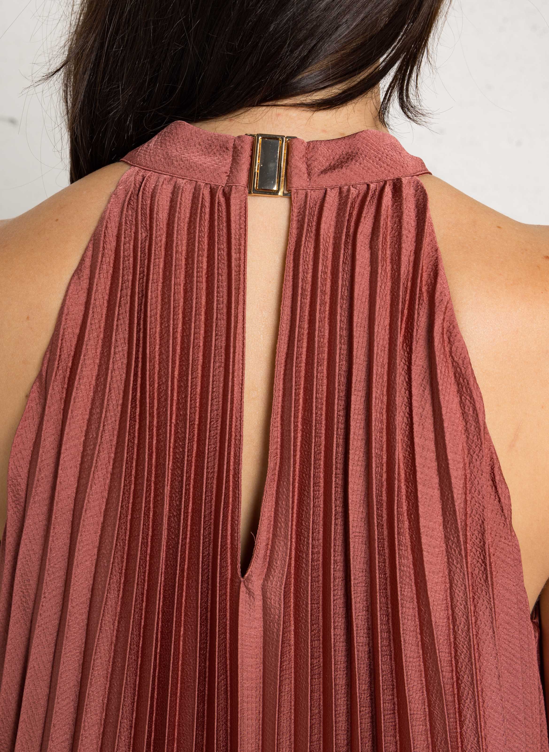 Robe courte col ras-du-cou plissée promise MAISON 123 Rose