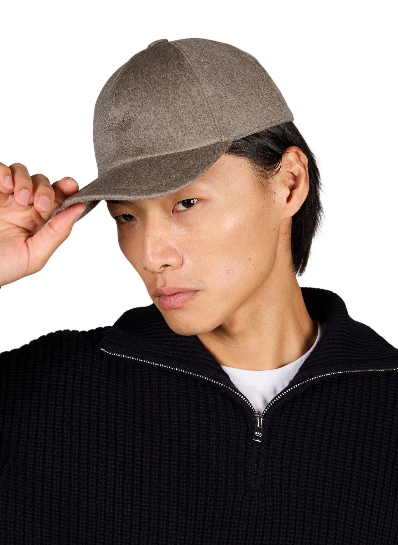 Houndstooth cashmere cap AURELIEN Brown