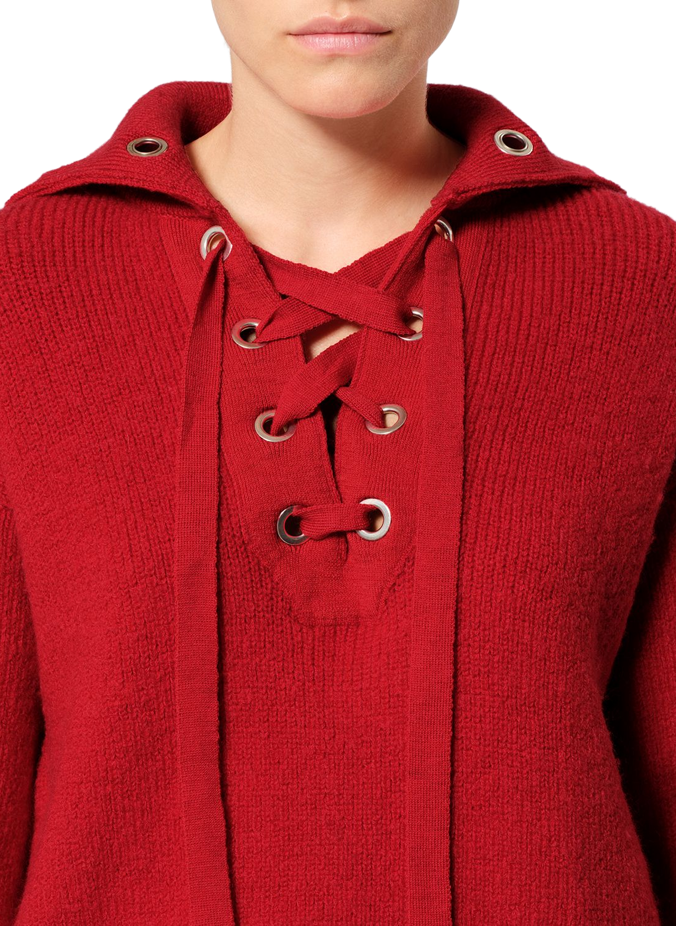 Ydalia trui met vetersluiting aan de hals van scheerwol en alpaca ISABEL MARANT Rood