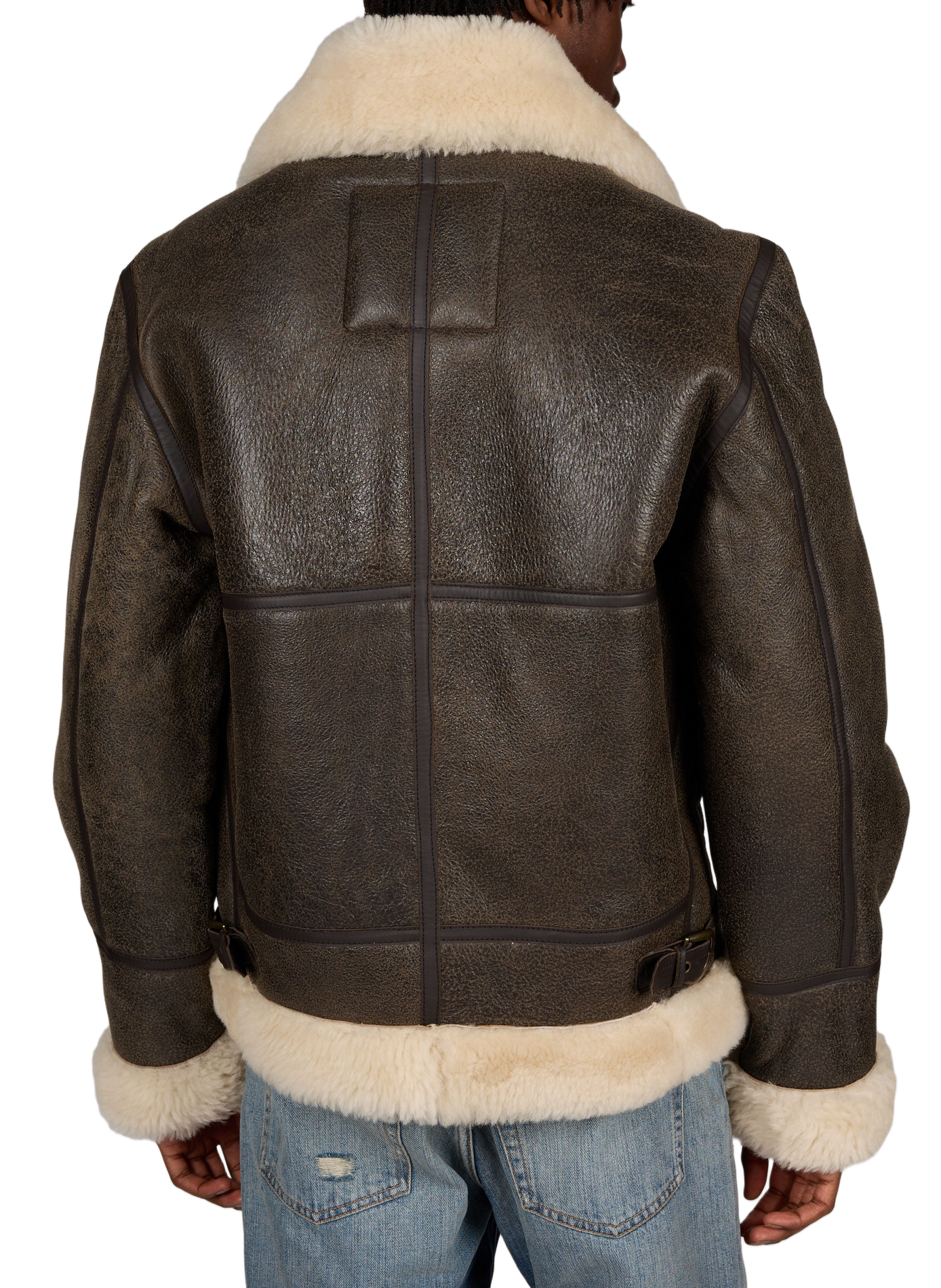 Sheepskin leather bomber jacket SCHOTT Brown