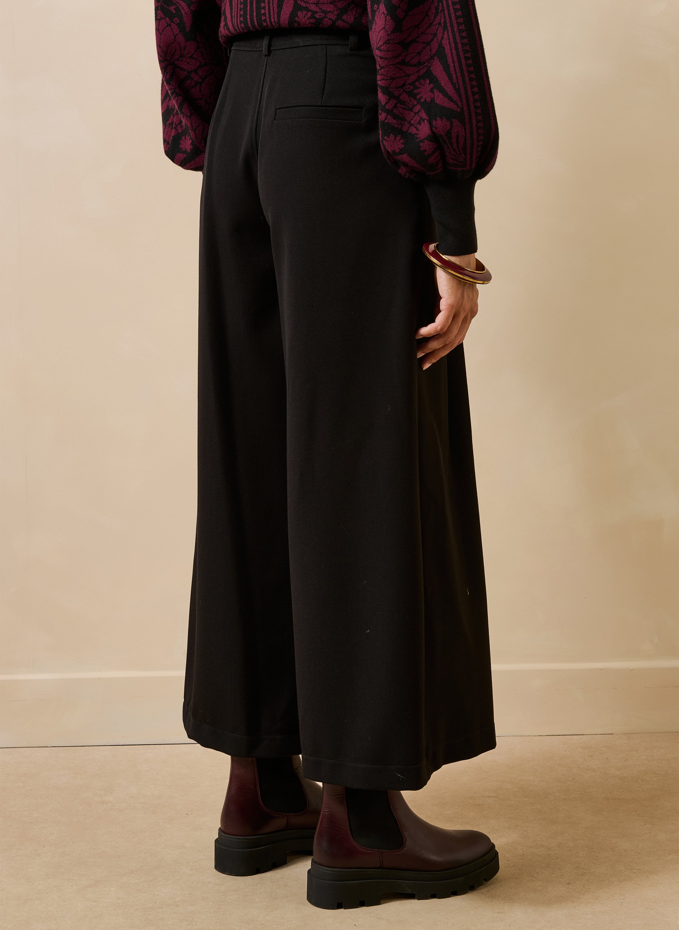 Wijde cropped plissébroek LA FEE MARABOUTEE Zwart