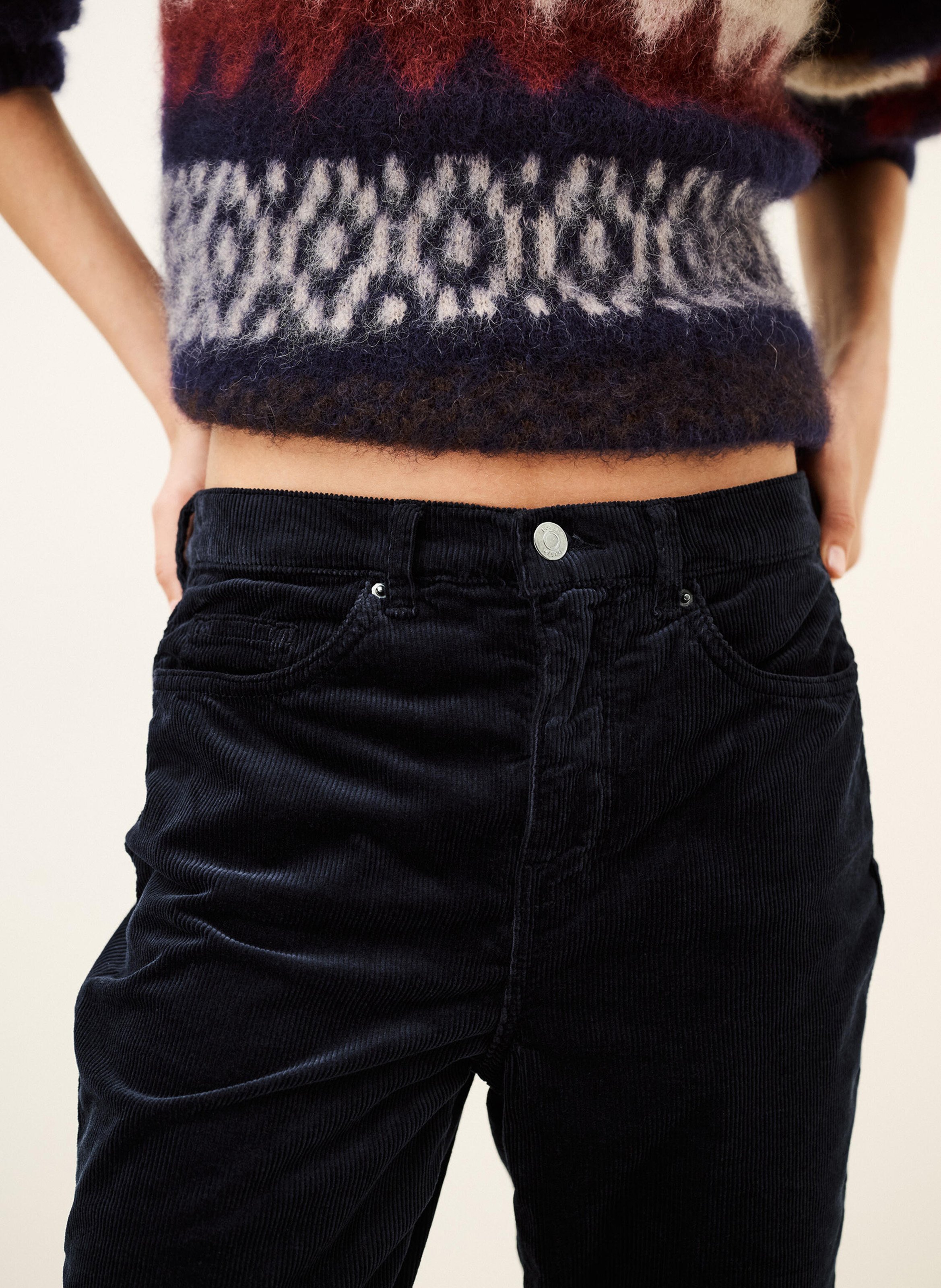 Pantalon droit en velours côtelé vassili | Bleu BA&SH Femme