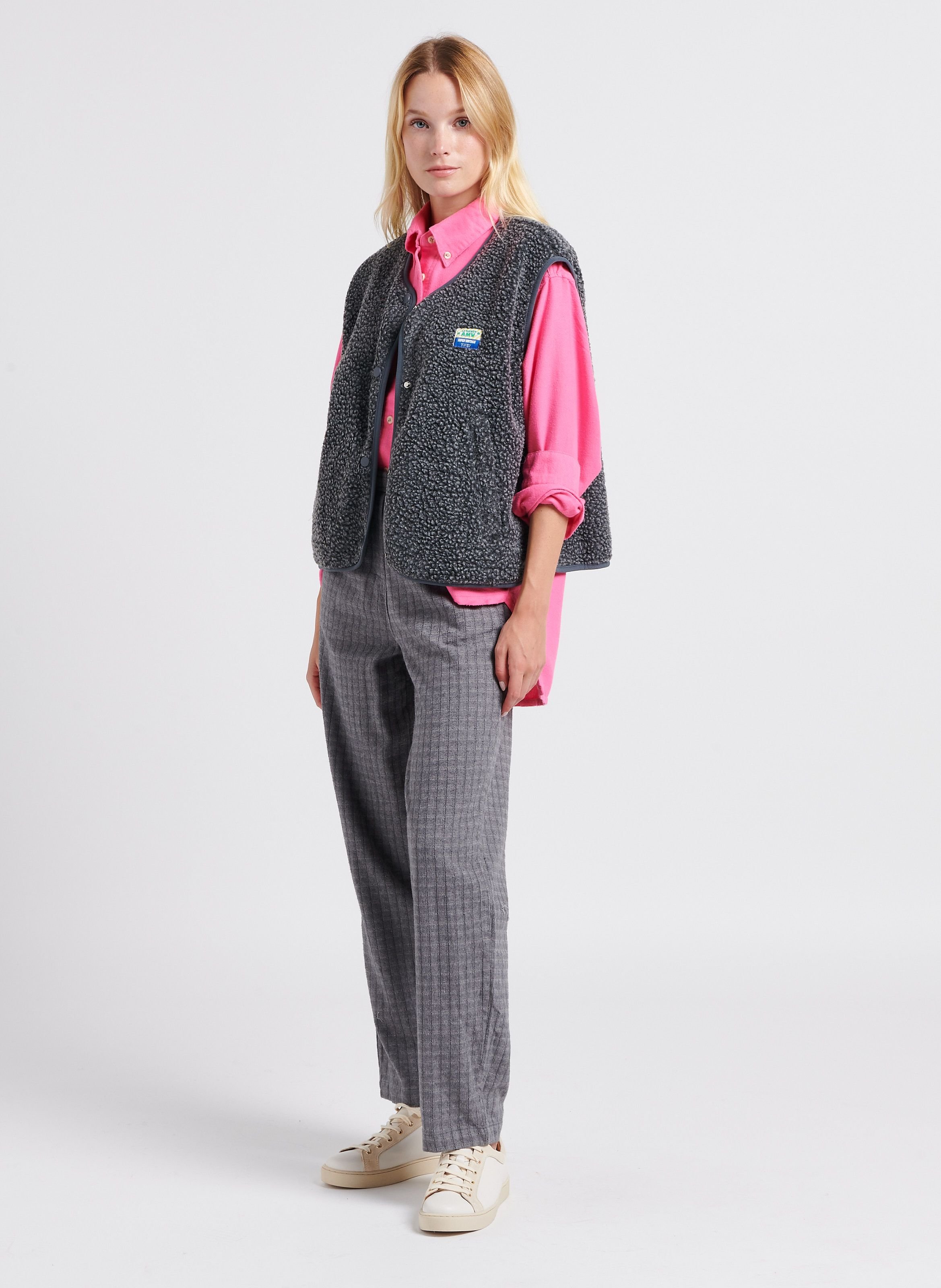 Gilet col rond molletonné sans manches hoktown AMERICAN VINTAGE Gris