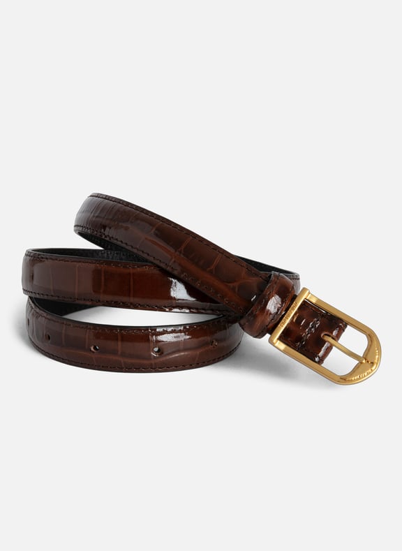 Ceinture en cuir embossé effet croco rise Marron by ZADIG&VOLTAIRE ZADIG&VOLTAIRE Ceinture en cuir embossé effet croco rise Marron