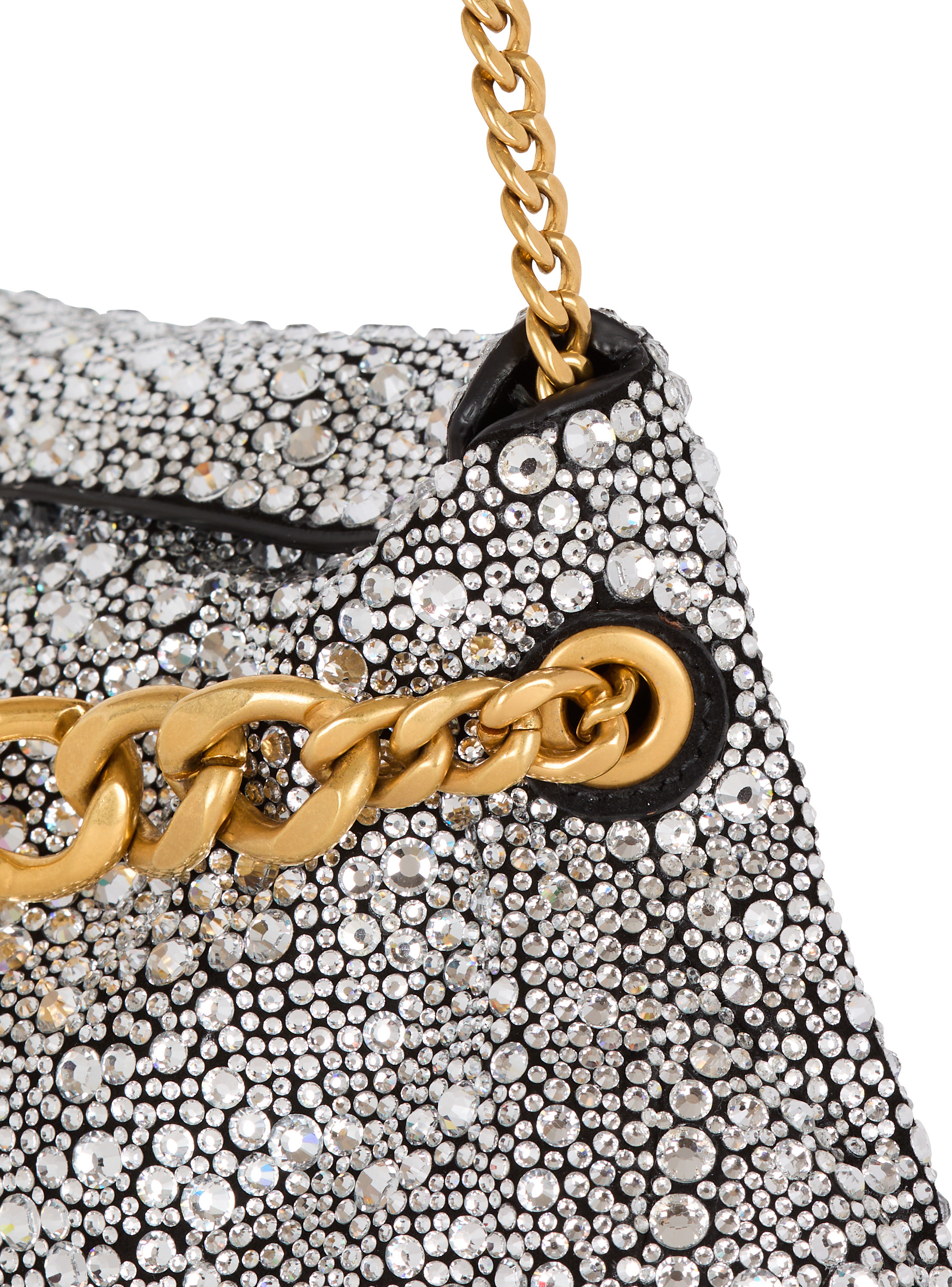 Pochette 1945 soft en cuir suédé et strass BALMAIN Argent