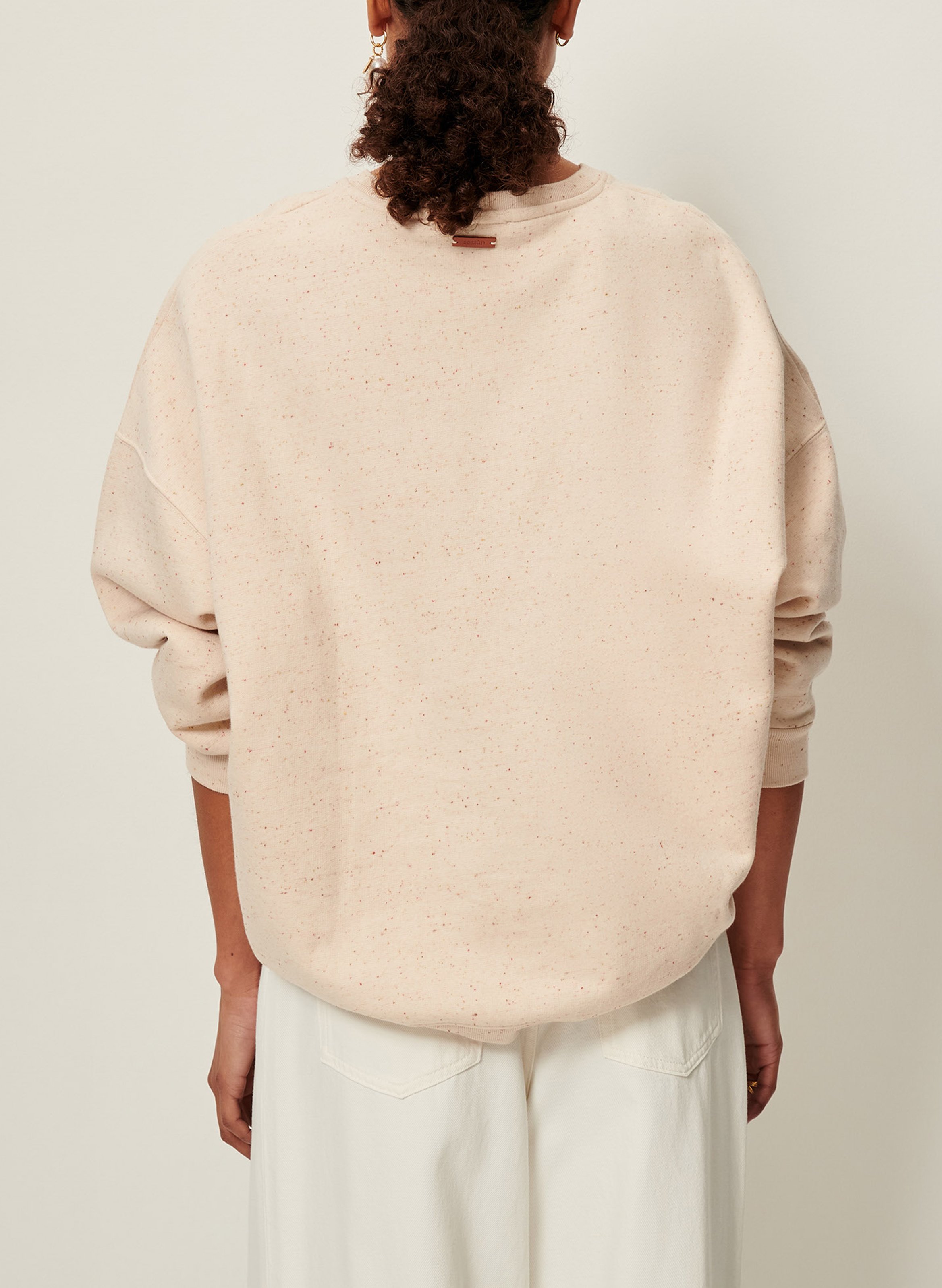 Sweat col rond oversize en coton mélangé chebbi SESSUN Beige