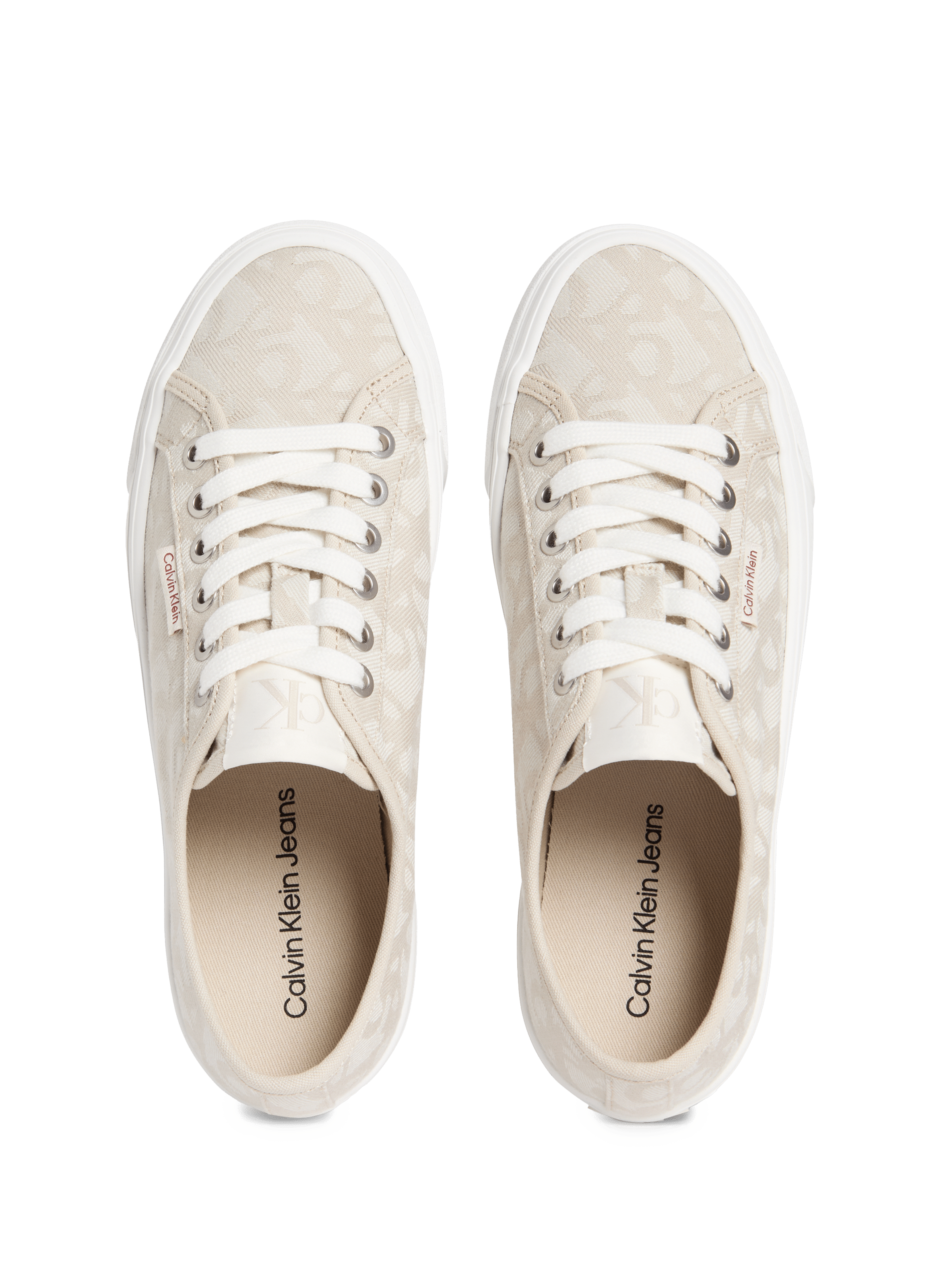 Baskets compensées avec logo Beige