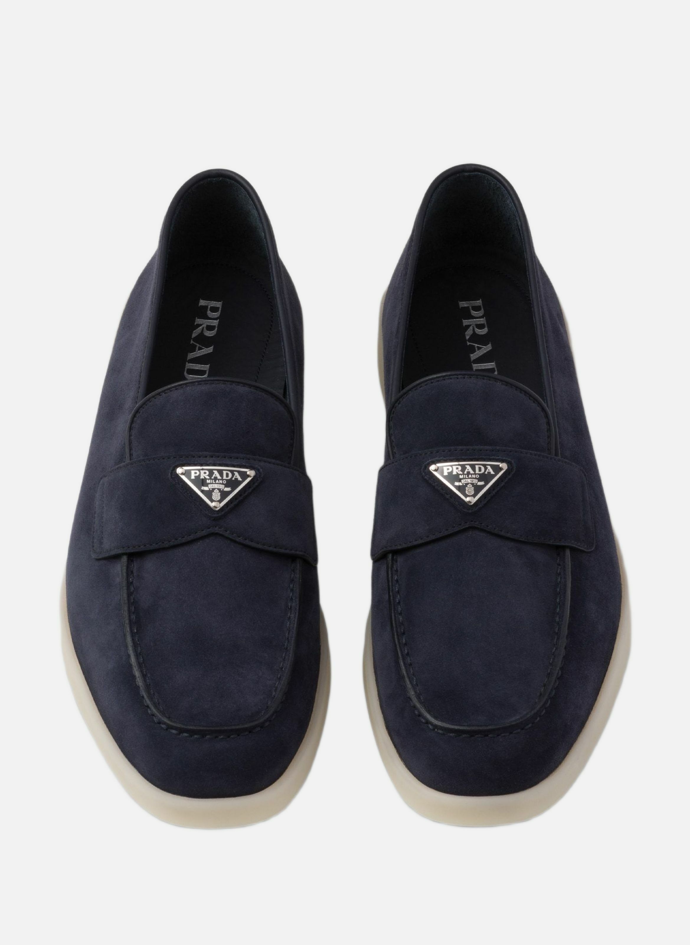 Mocassins en veau velours PRADA Bleu