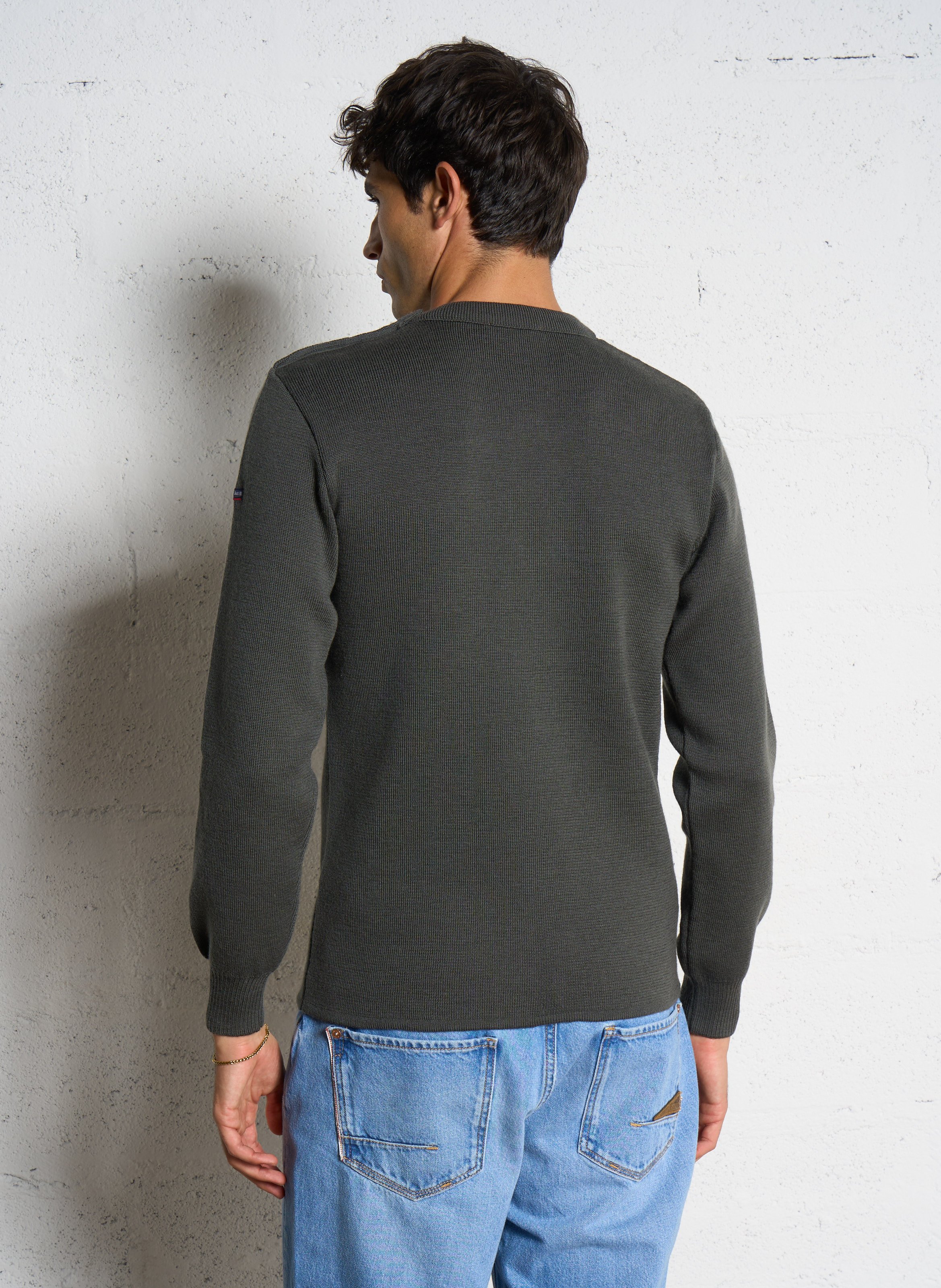 Pull col rond regular-fit en laine ARMOR-LUX Kaki