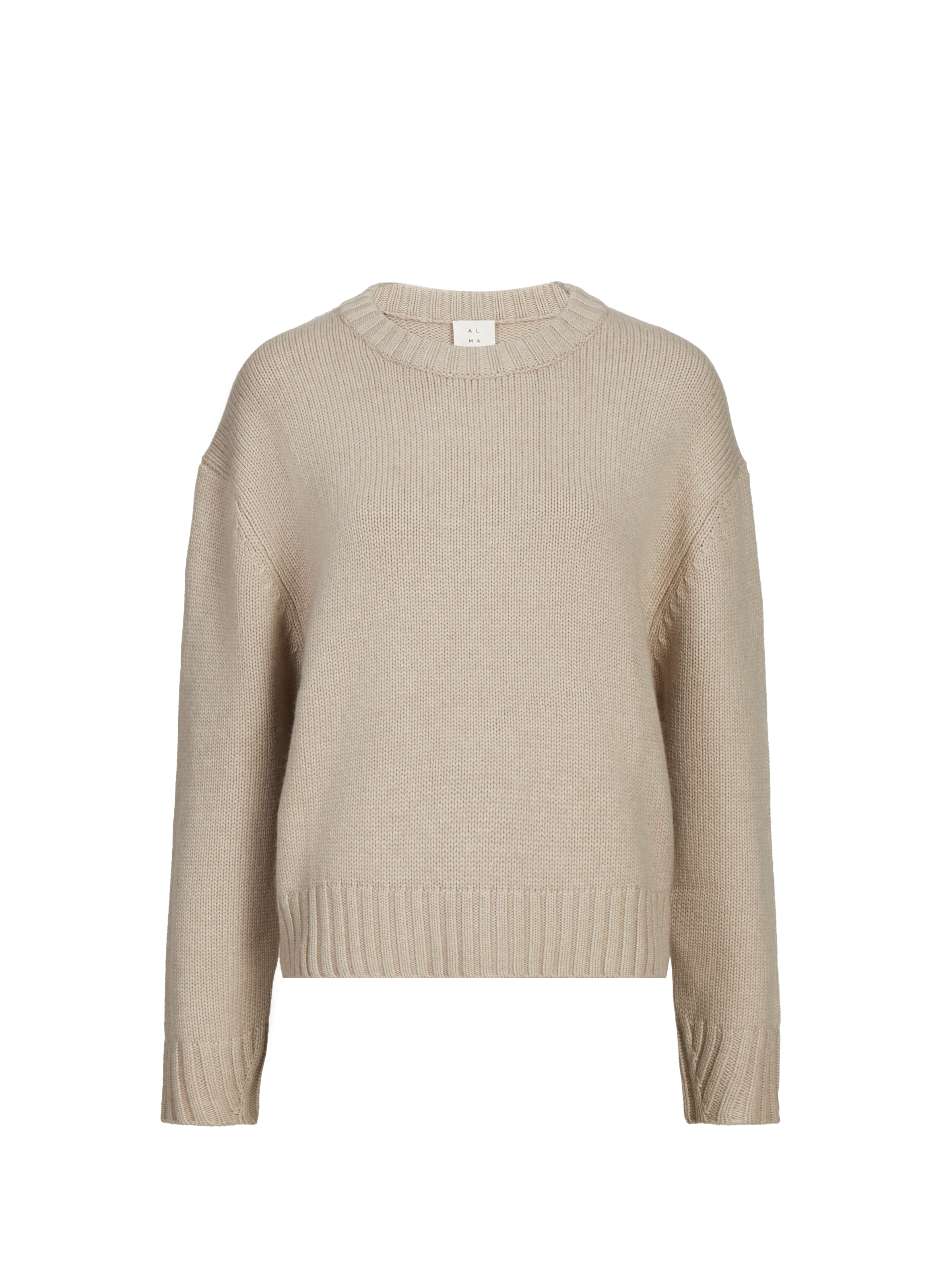 ALMADA Pull ample à col rond en laine et cachemire Beige