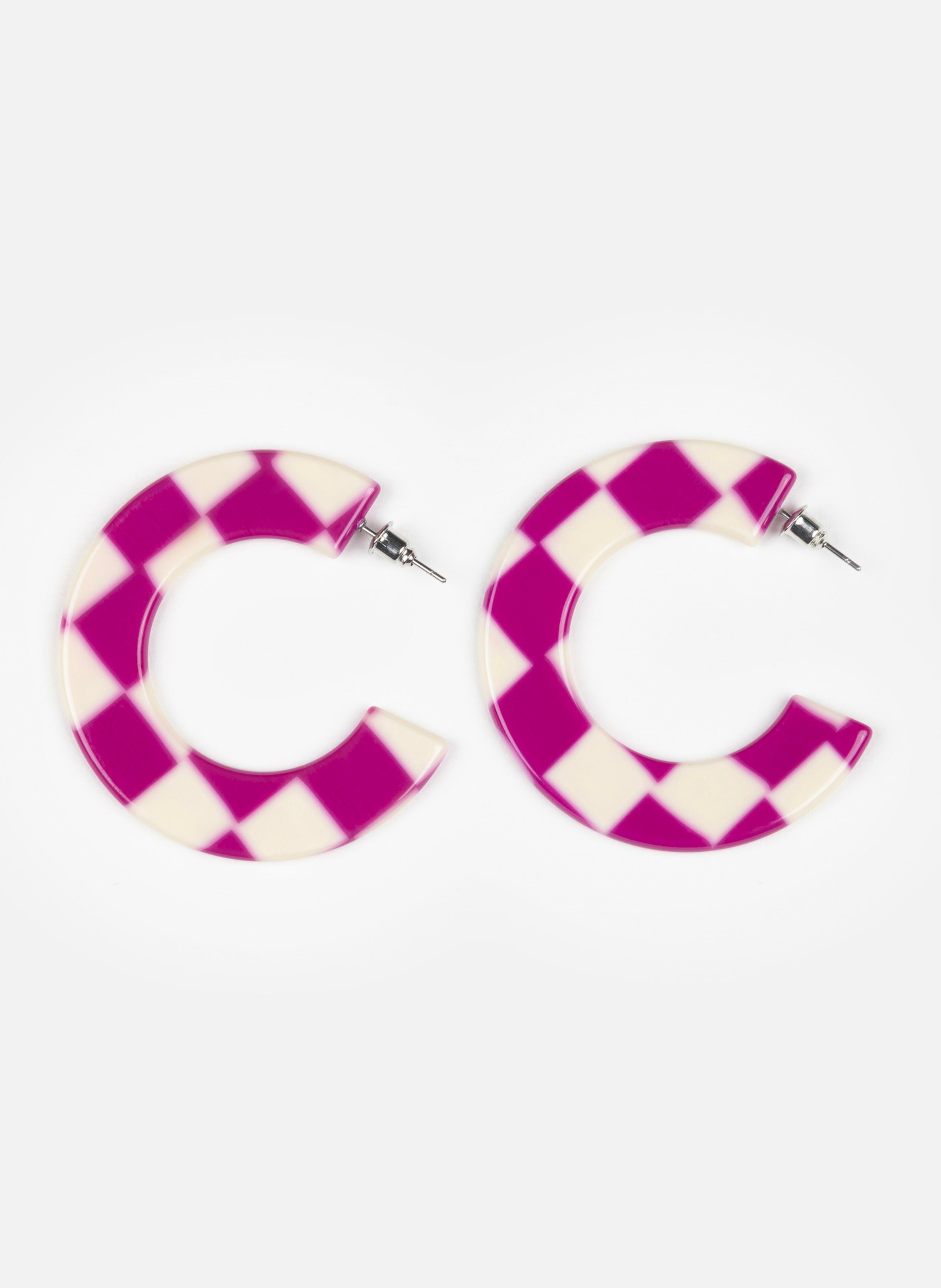 Boucles d'oreilles ginza en acétate de cellulose  Carreaux