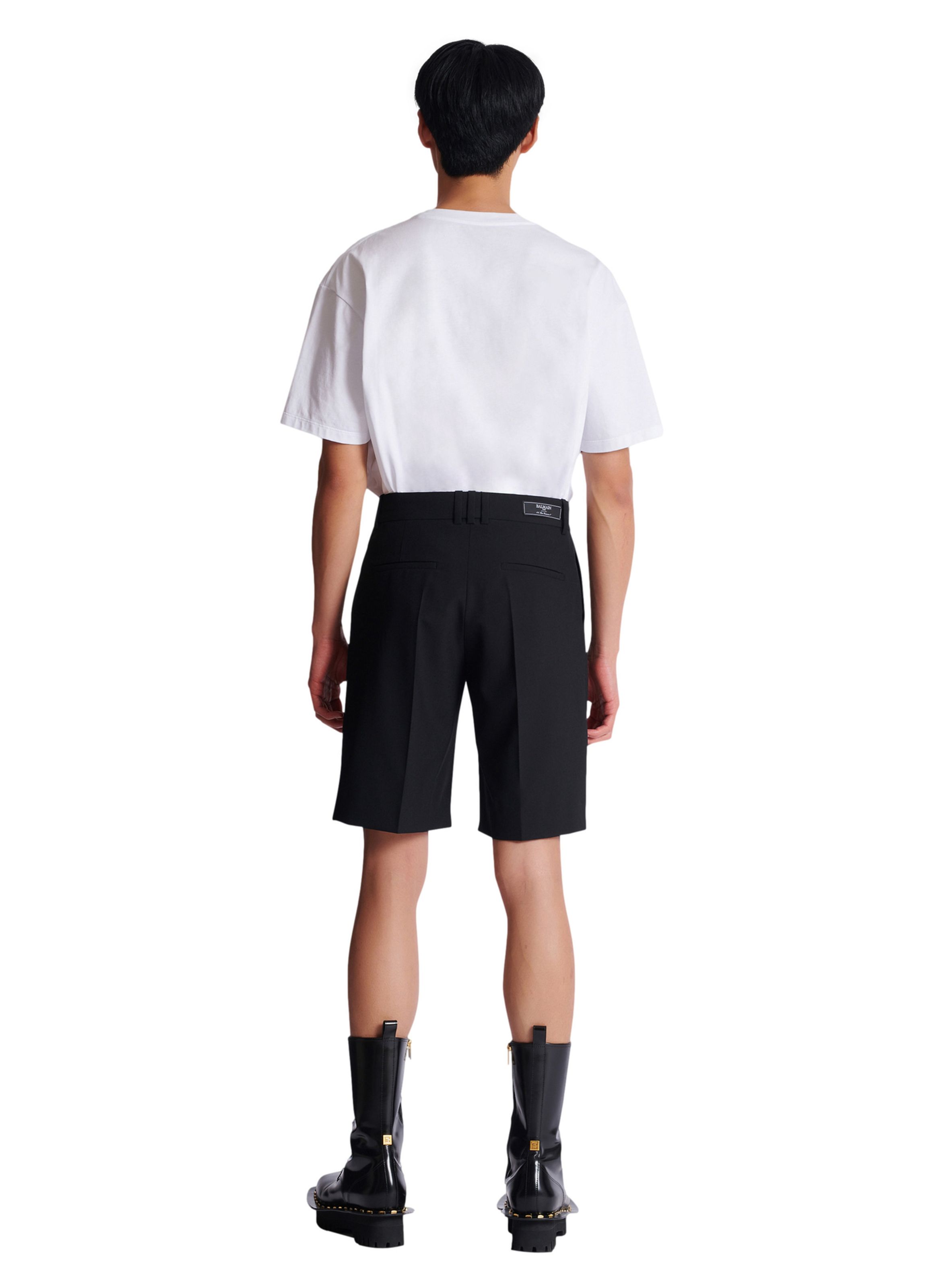 Bermuda à pinces en laine BALMAIN Noir