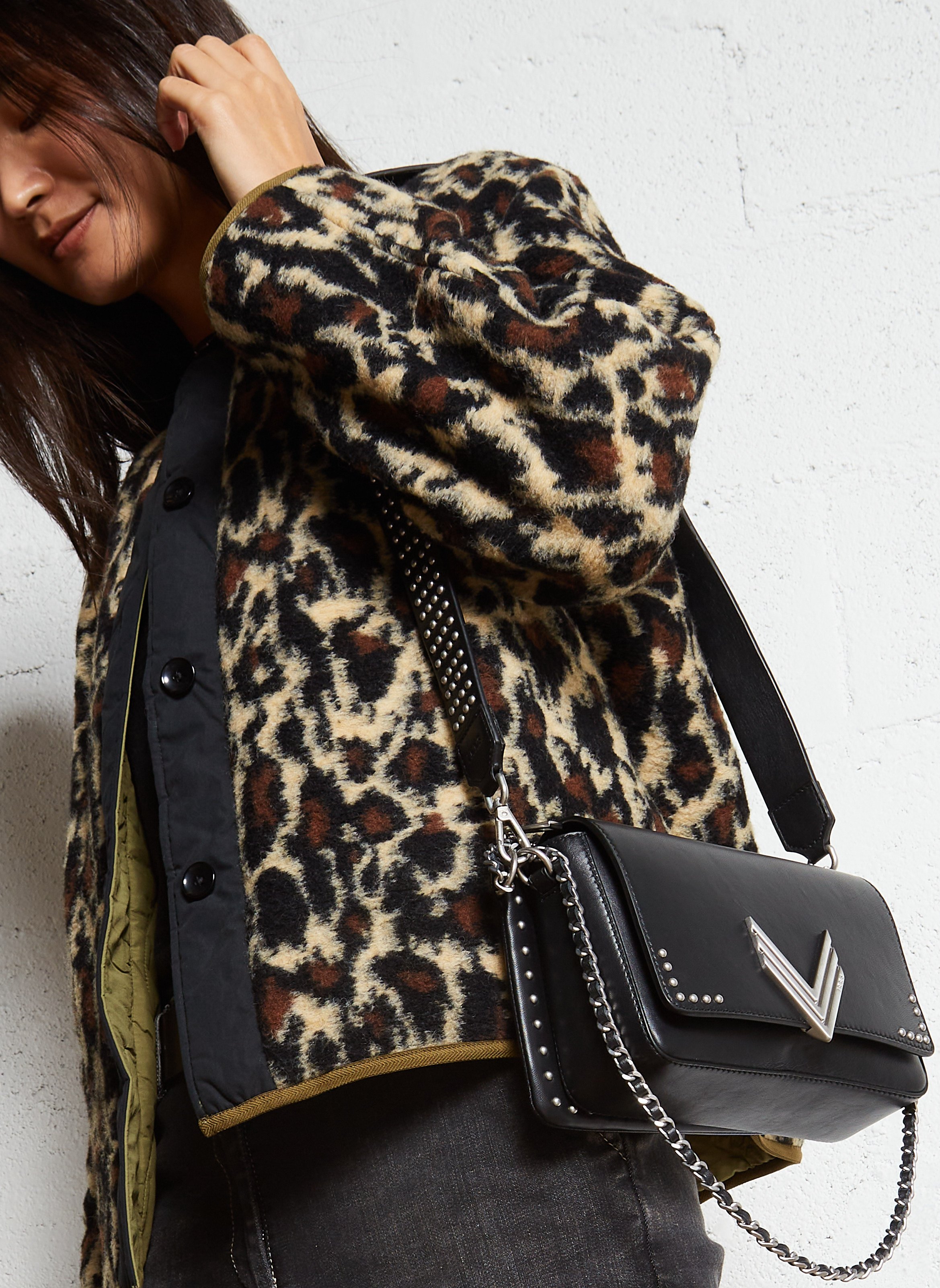 Sac bandoulière en cuir IKKS Noir