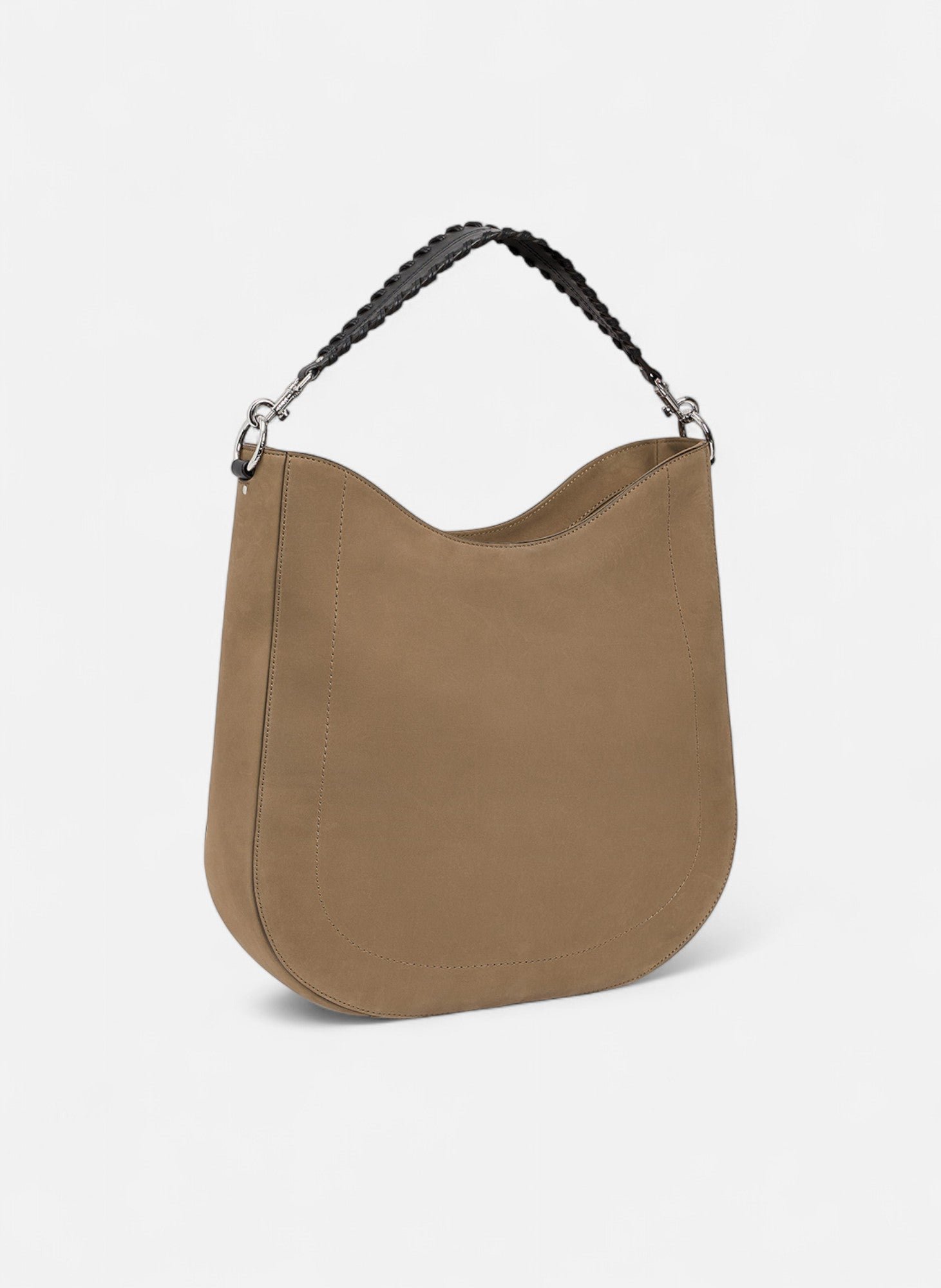 Sac hobo moyen modèle ella en cuir lisse et nubuck LE TANNEUR Marron