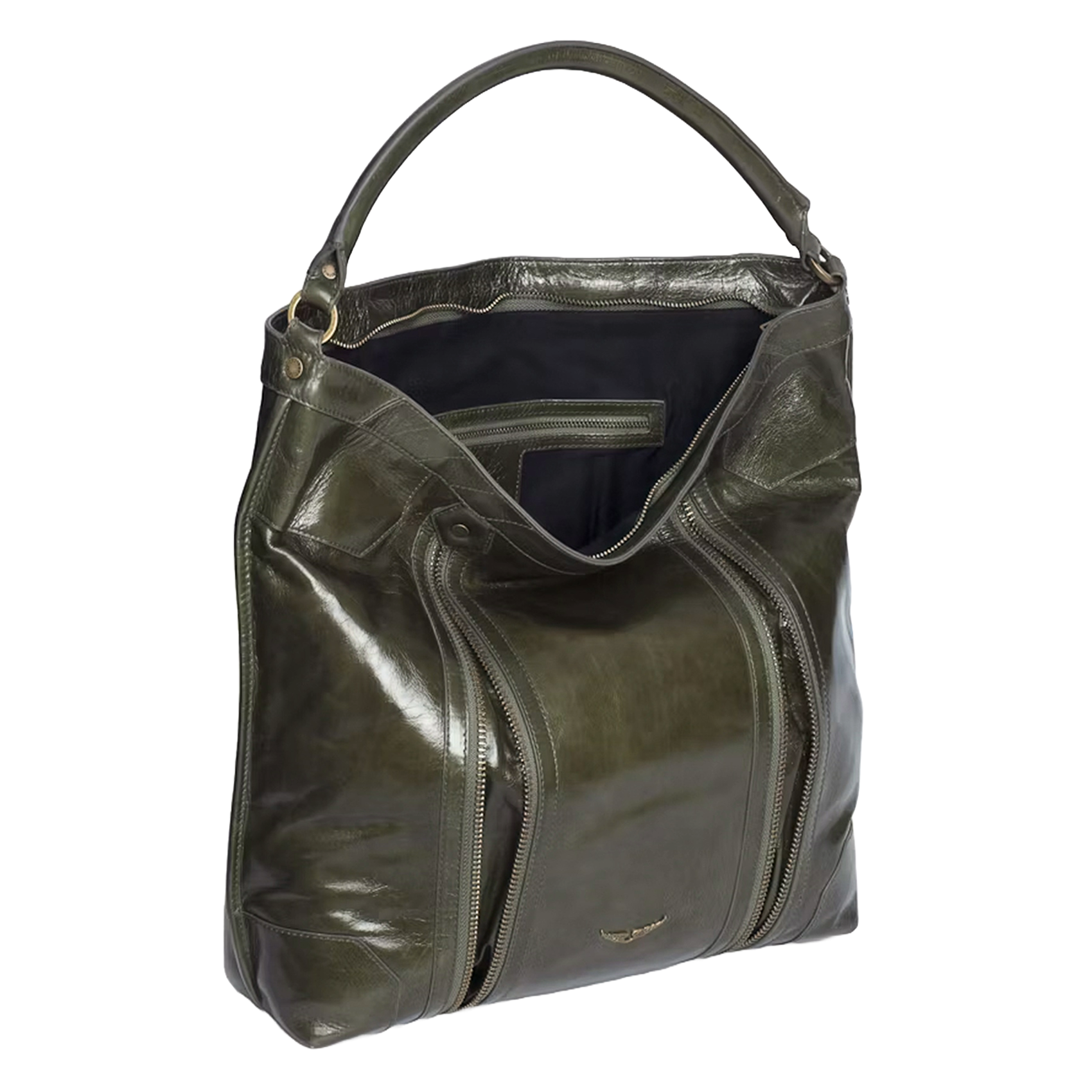 Sac zippé en cuir vernis sunny ZADIG&VOLTAIRE Vert