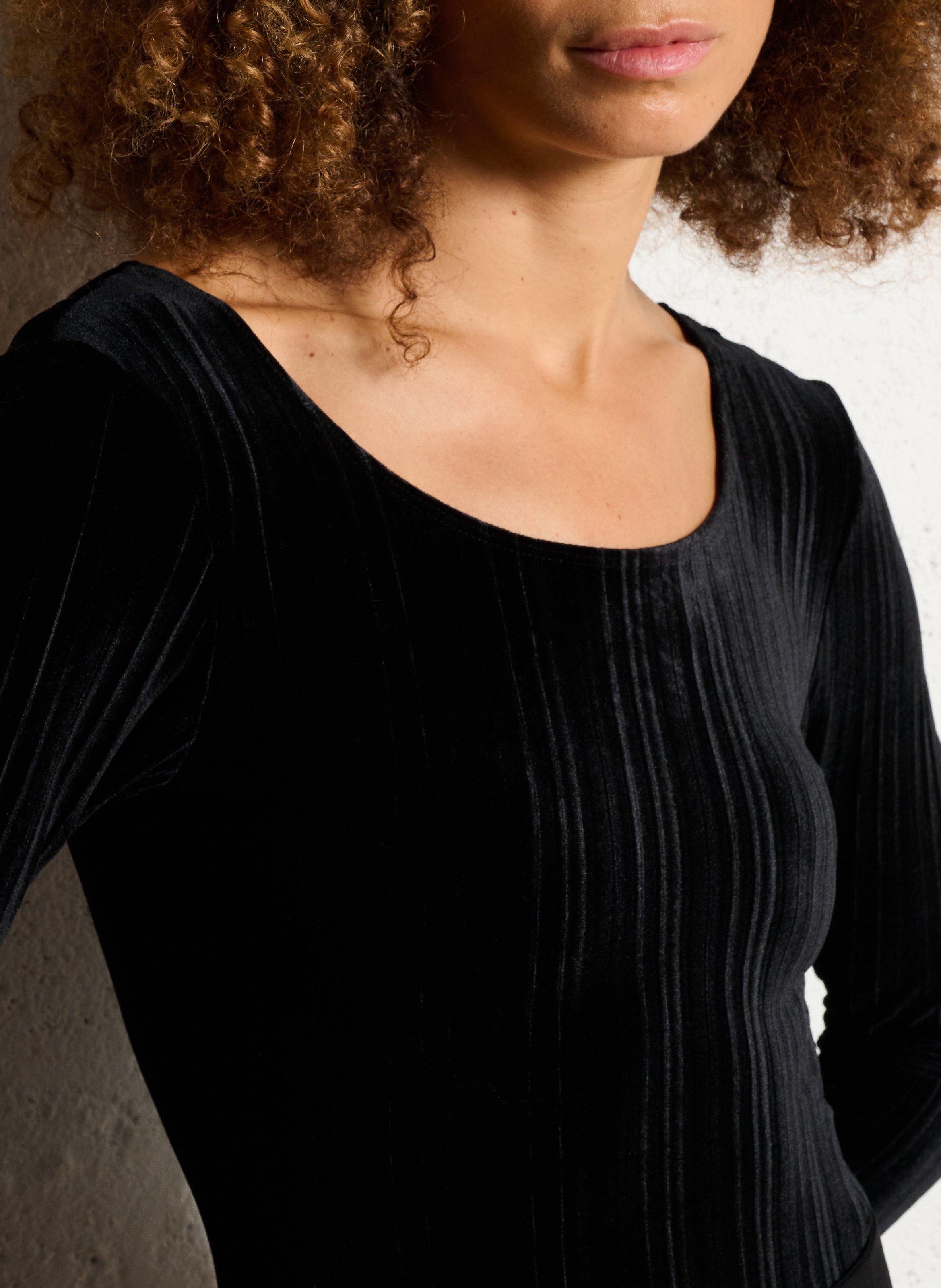 Body col rond en velours IKKS Noir