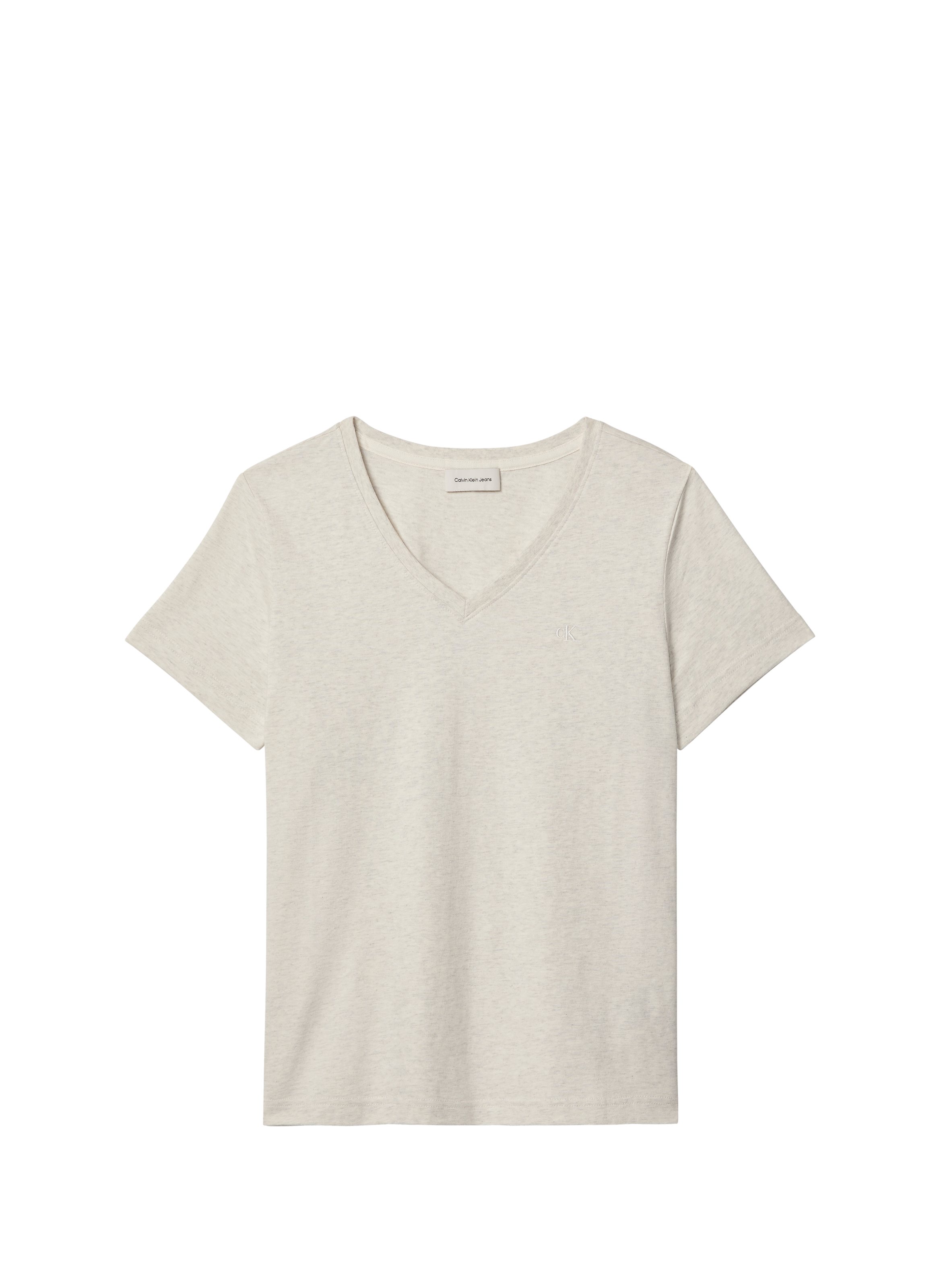CALVIN KLEIN Straight V-neck cotton t-shirt Grey