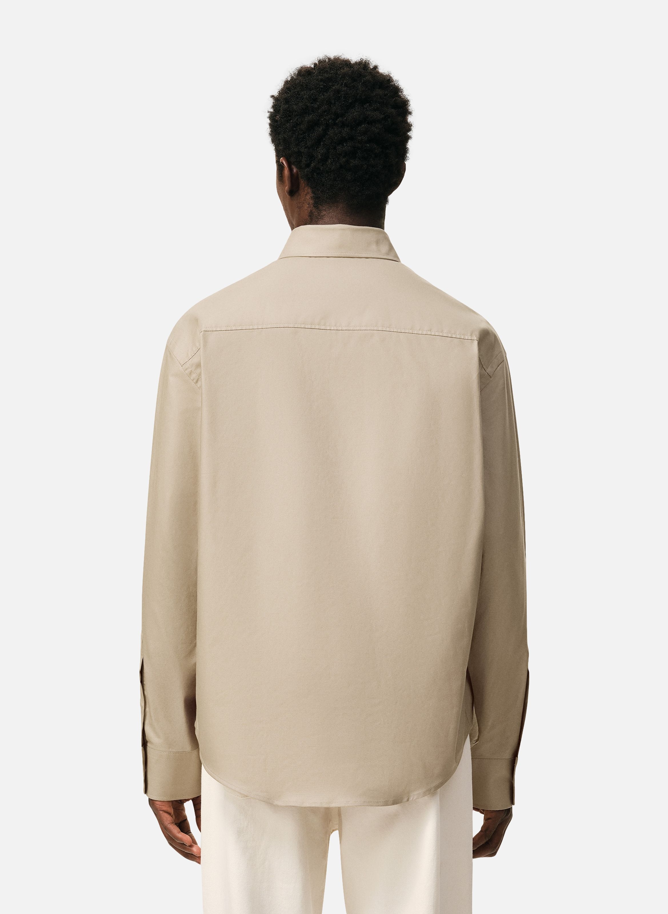 Chemise boxy ami de coeur brodé en coton AMI PARIS Beige