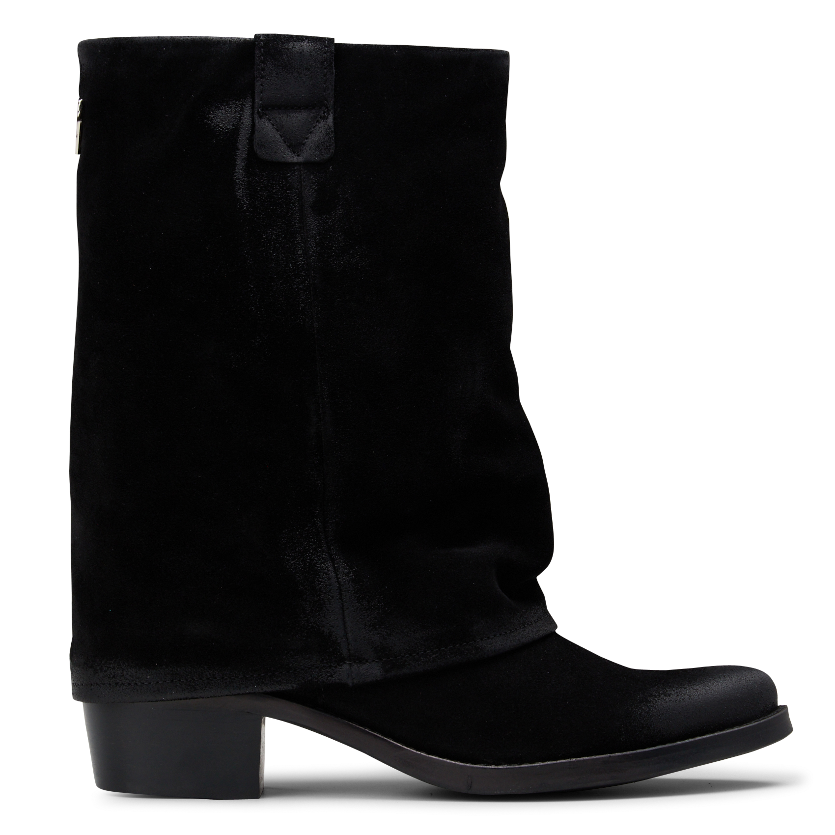 Bottes à talons en cuir velours IKKS Noir